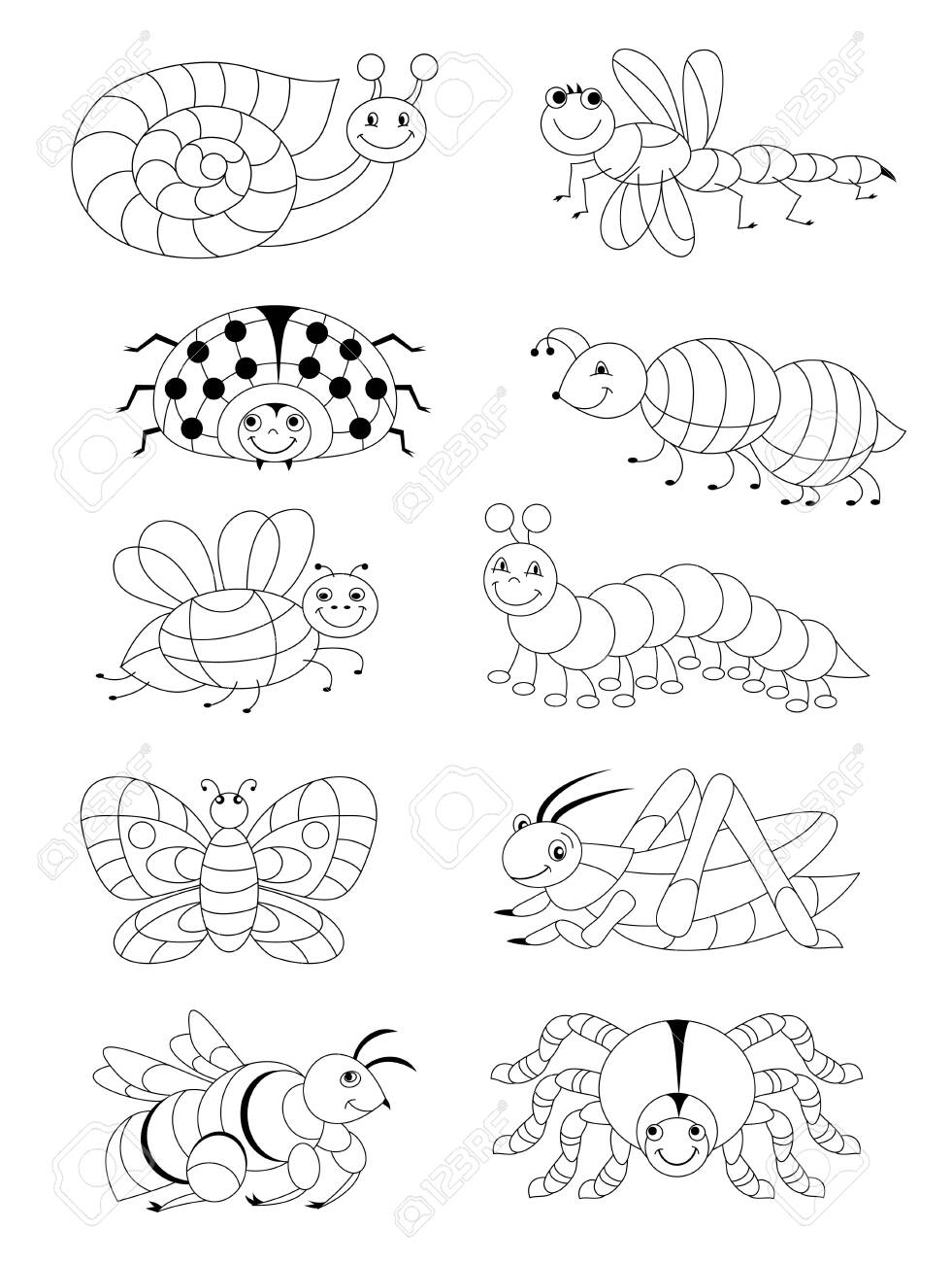 Download Black And White Page For Baby Coloring Book Set Of Different Royalty Free Cliparts Vectors And Stock Illustration Image 138778052
