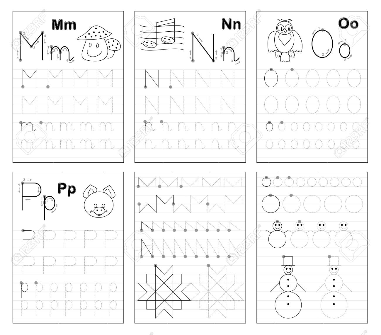 Set Of Black And White Educational Pages On Line For Kids. Learn To Trace Alphabet Letters. Printable Worksheet For Children Textbook. Developing Writing Skills. Back To School. ABC Exercise Book. Royalty Free set-of-black-and-white-educational-pages-on-line-for-kids-learn-to-trace-alphabet-letters-printable-worksheet-for-children-textbook-developing-writing-skills-back-to-school-abc-exercise-book-royalty-free