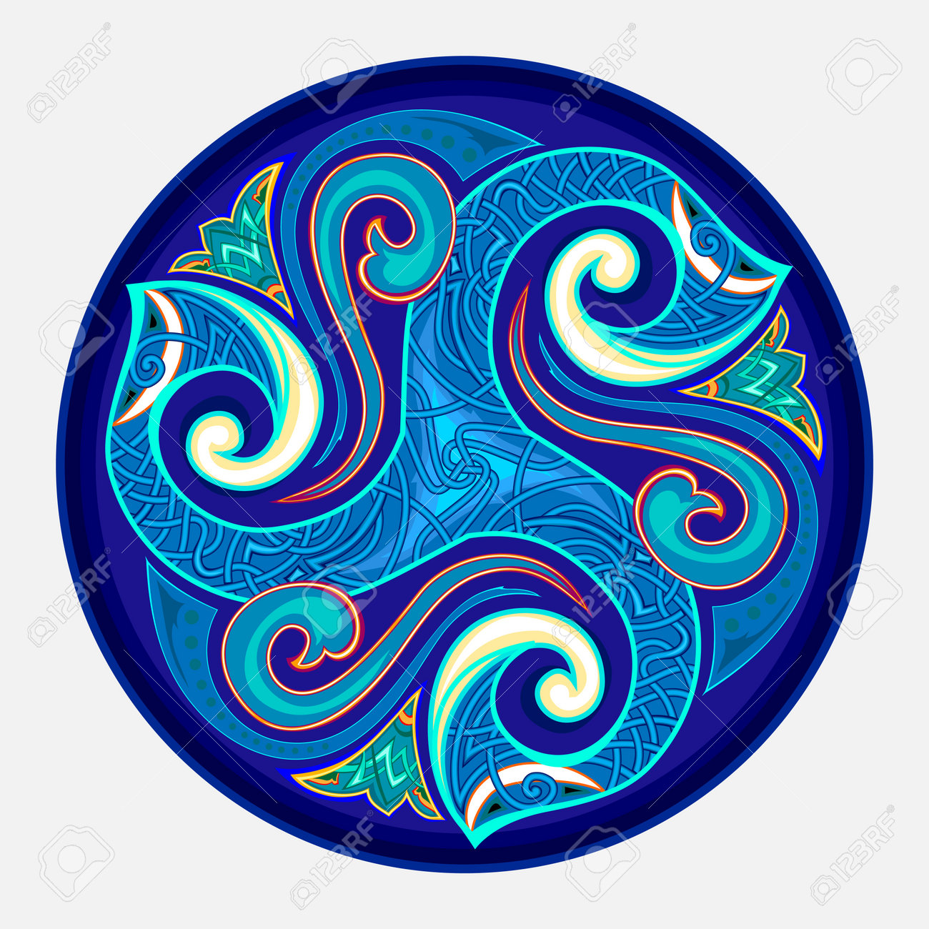 古代アイルランドのシンボル。民族の魔法のサイン。ケルトの結び目模様。トリプルトリクルケルトスパイラルオーナメント。古いトリスケルヴィンテージ。ロゴ、 アイコン、コイン、タトゥー用に印刷します。サークルデコレーション。ベクターイラスト。のイラスト素材 ...