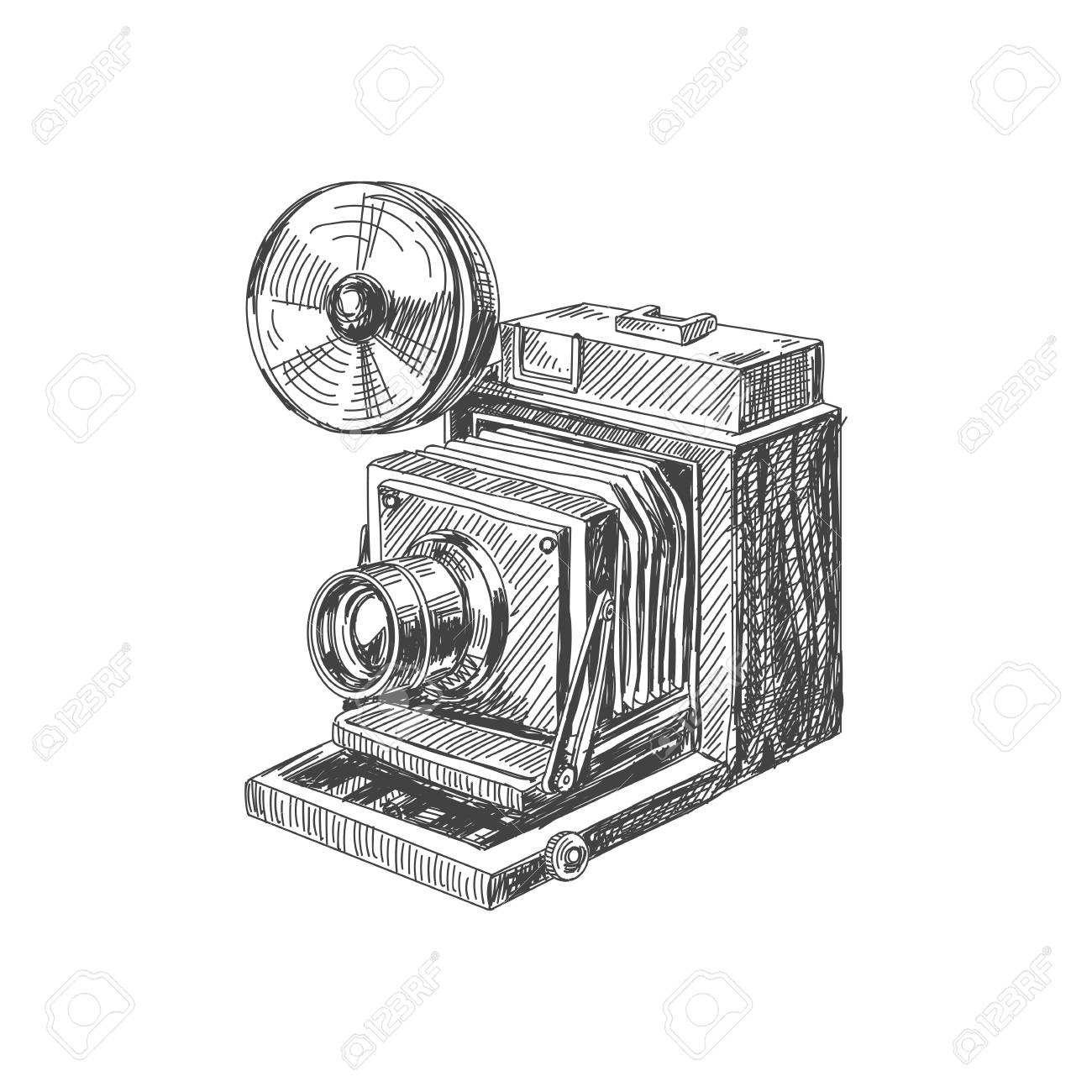 Vintage 35mm SLR Film Camera Drawing  Stock Illustration 58780285  PIXTA