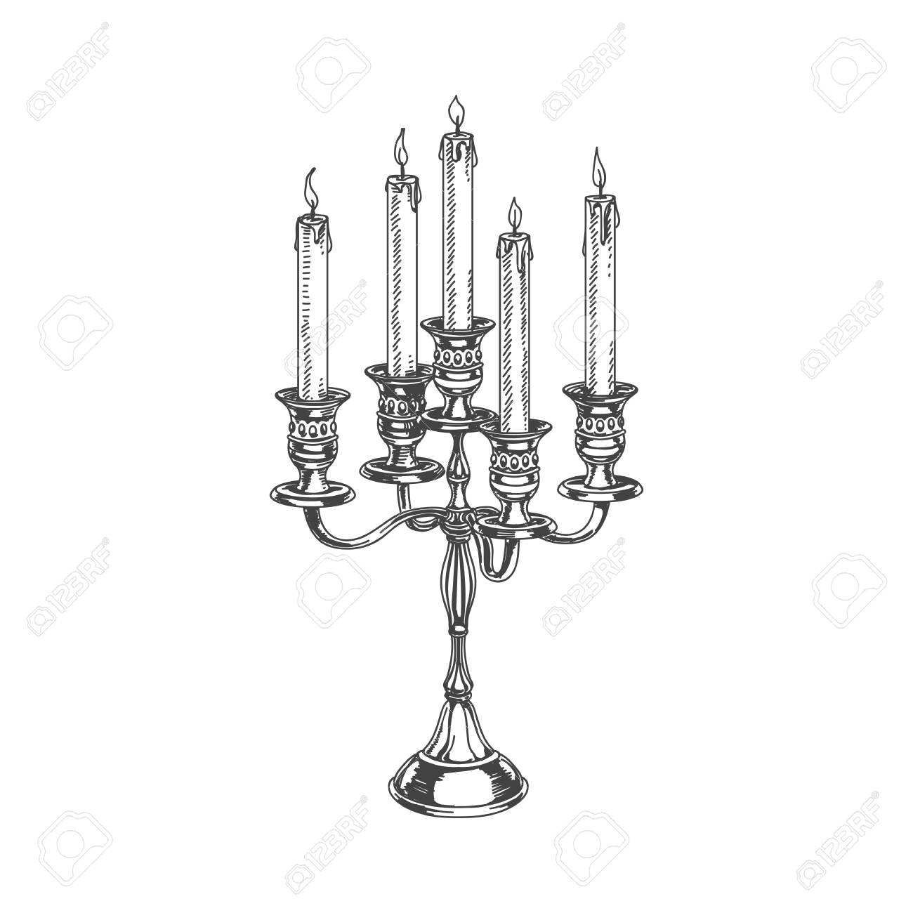 Beautiful vector hand drawn restaurant stuff Illustration. Detailed retro style candelabra image. Vintage sketch element for labels, packaging and cards design. - 98791747 Beautiful vector hand drawn restaurant stuff Illustration. Detailed retro style candelabra image. Vintage sketch element for labels, packaging and cards design. - 98791747