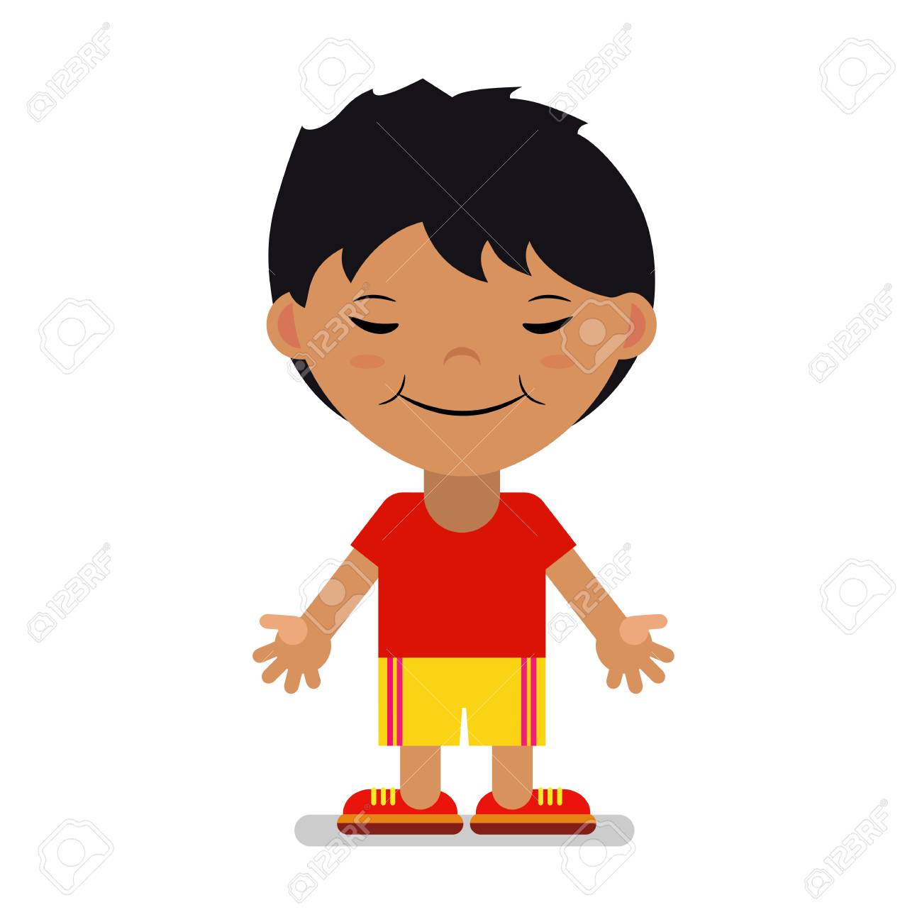 Chico Asiático En Ropa Ilustración Dibujos Animados. Ilustraciones Svg, Vectoriales, Clip Art Vectorizado Libre De Derechos.