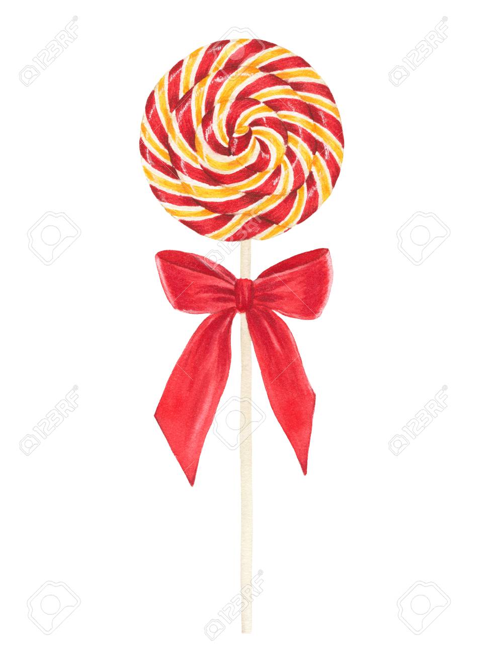 Download Watercolor Lollipop With With Red And Yellow Stripes And Red Stock Photo Picture And Royalty Free Image Image 79479572 PSD Mockup Templates
