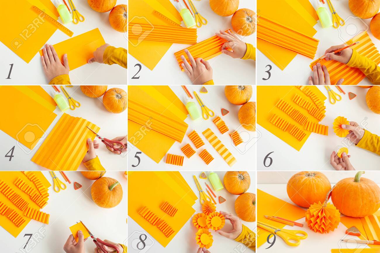 Step-by-step Instruction For Making Pumpkin From Paper. Halloween Crafts. Autumn Origami. Stock Photo, Picture And Royalty Free Image. Image 155853520. Step-by-step Instruction For Making Pumpkin From Paper. Halloween Crafts. Autumn Origami. Stock Photo, Picture And Royalty Free Image. Image 155853520.