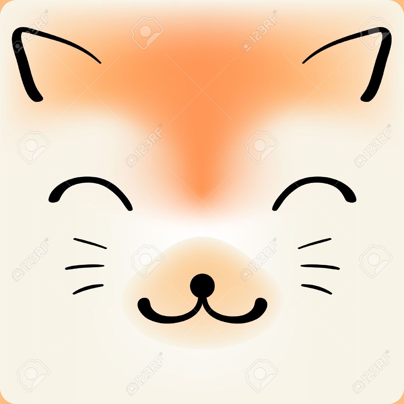 Chat Mignon Dessin Animé Visage Vecteur De Fond Une Carte