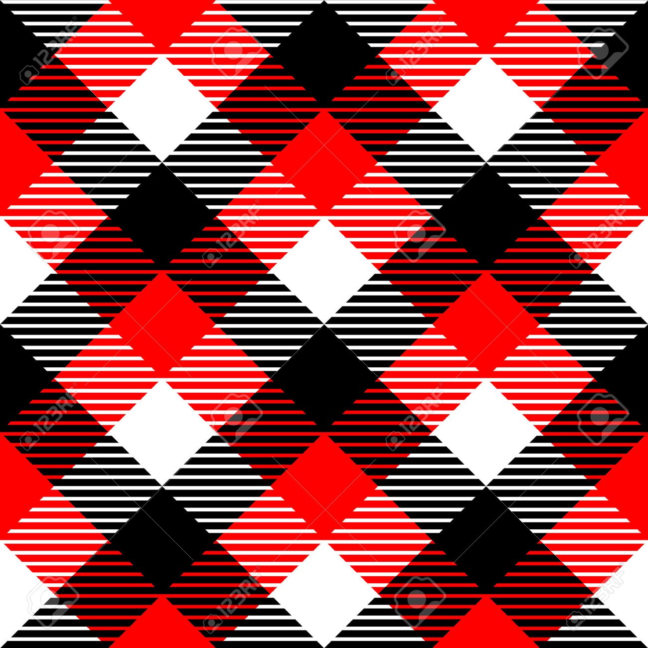 黒 赤と白のベクトルの市松模様のギンガム チェック生地シームレスなパターンのイラスト素材 ベクタ Image