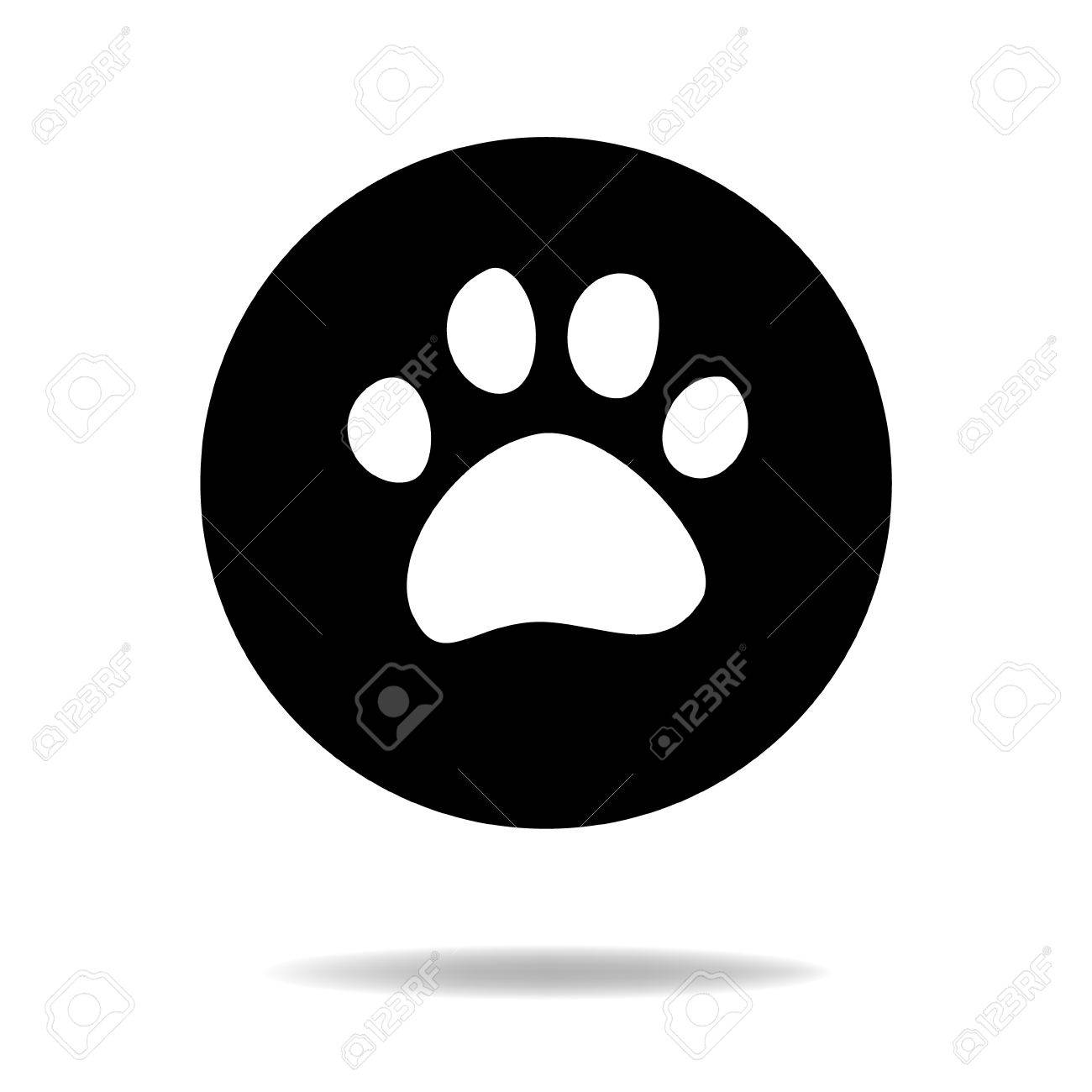 Chat Animal Ou Patte De Chien Noir Et Blanc Icône Plat Signe