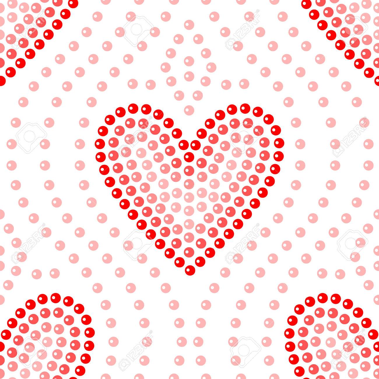 Brillante Arte Punto Corazon Rojo En Blanco Patron Transparente