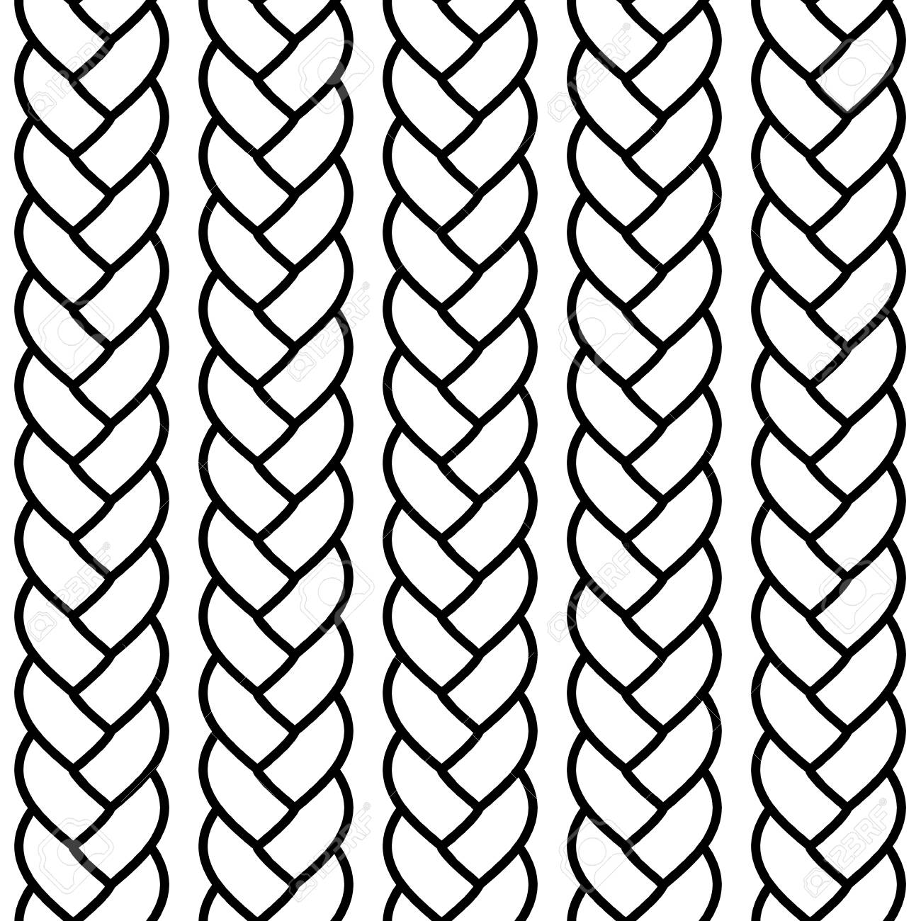Black And White Braided Rope Seamless Pattern, Vector Background Клипарты,  SVG, векторы, и Набор Иллюстраций Без Оплаты Отчислений. Image 124933616