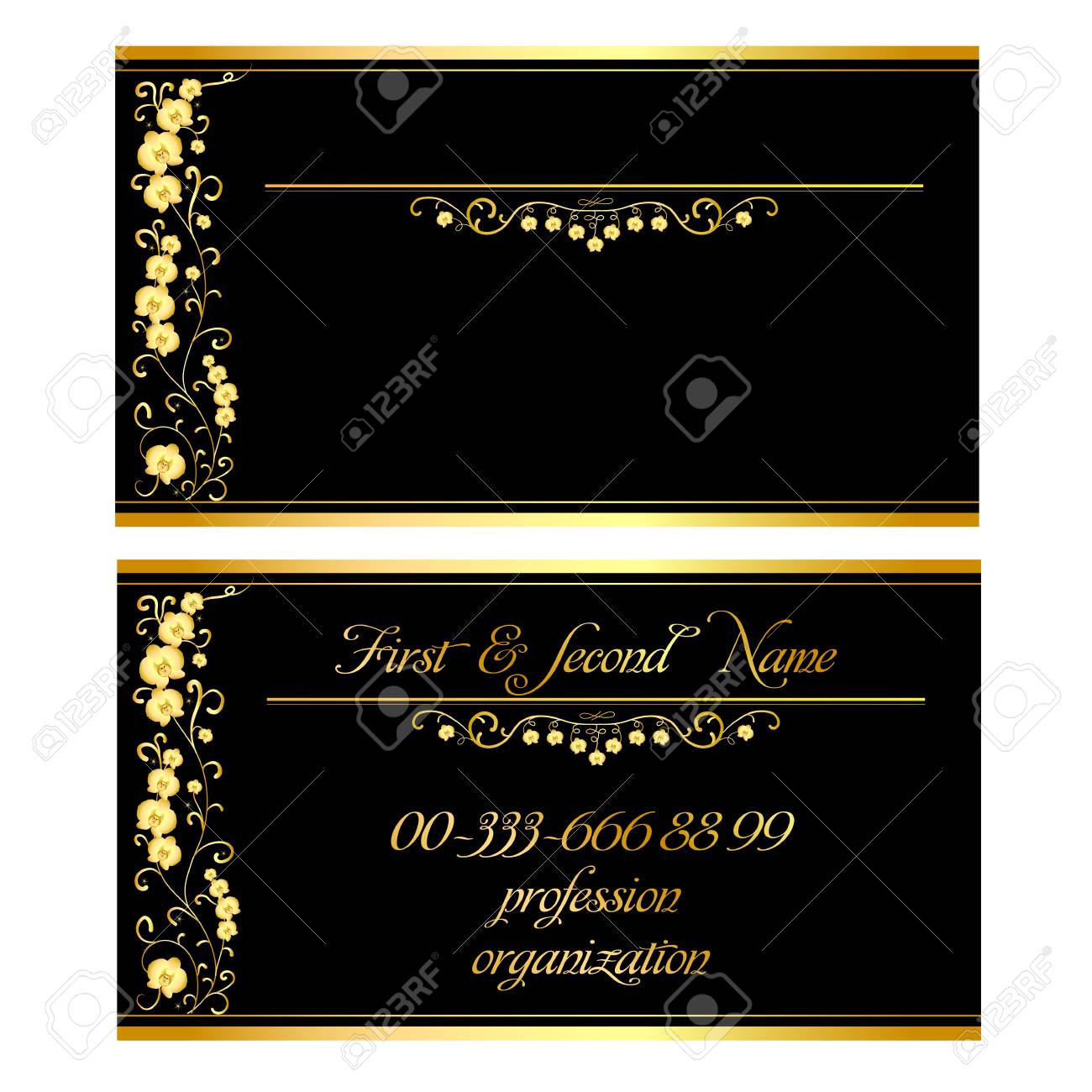 black background business cards
