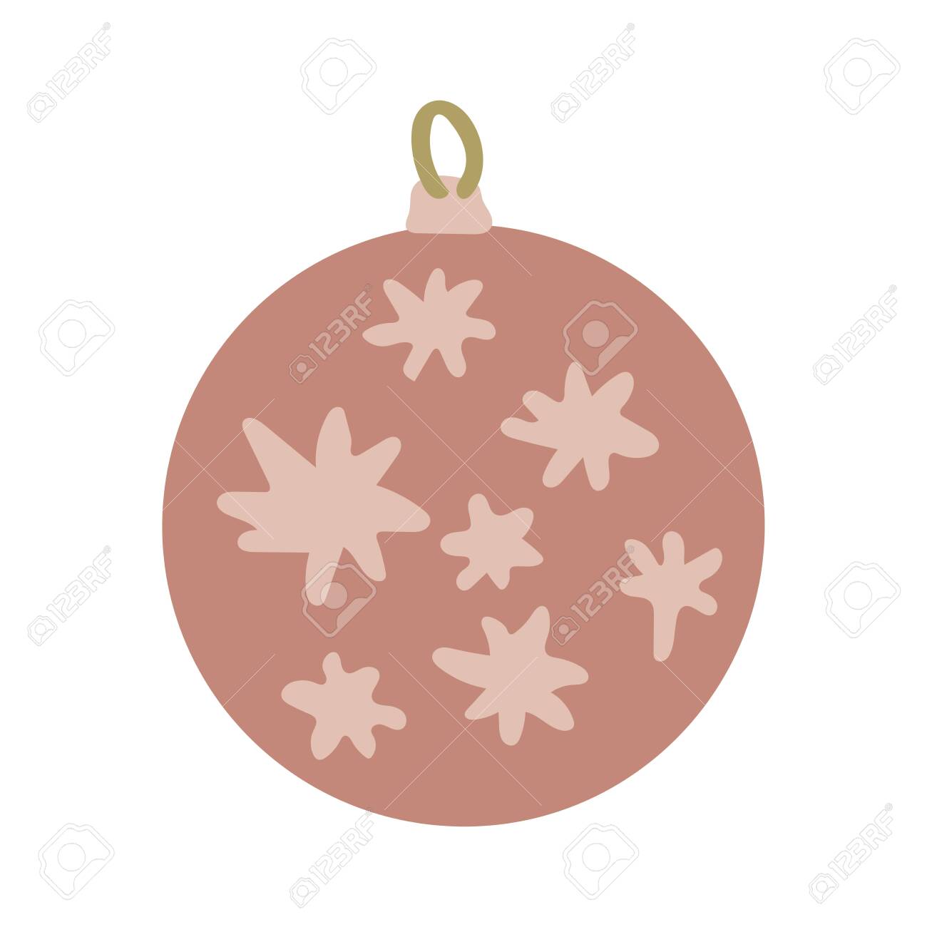 Hand Drawn Dusty Pink Ball With Pale Pink Decor Christmas Tree