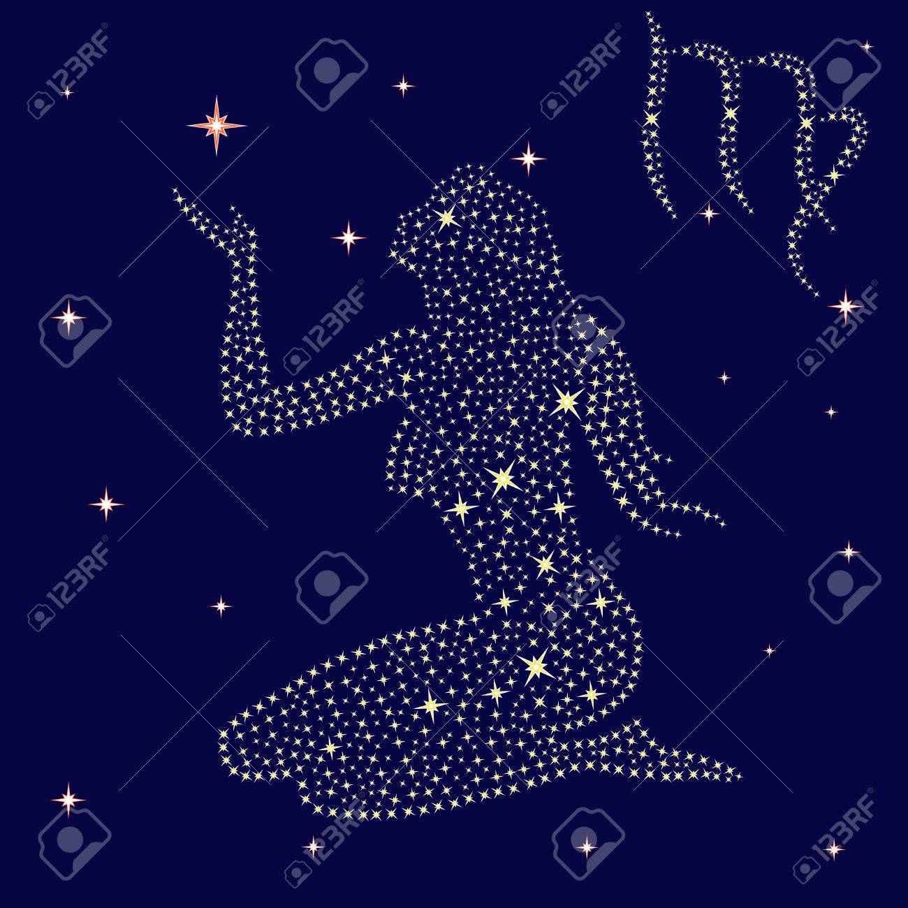 Zodiac Sign Virgo On A Background Of The Starry Sky, Vector Illustration  Royalty Free Cliparts, Vectors, And Stock Illustration. Image 25253034.