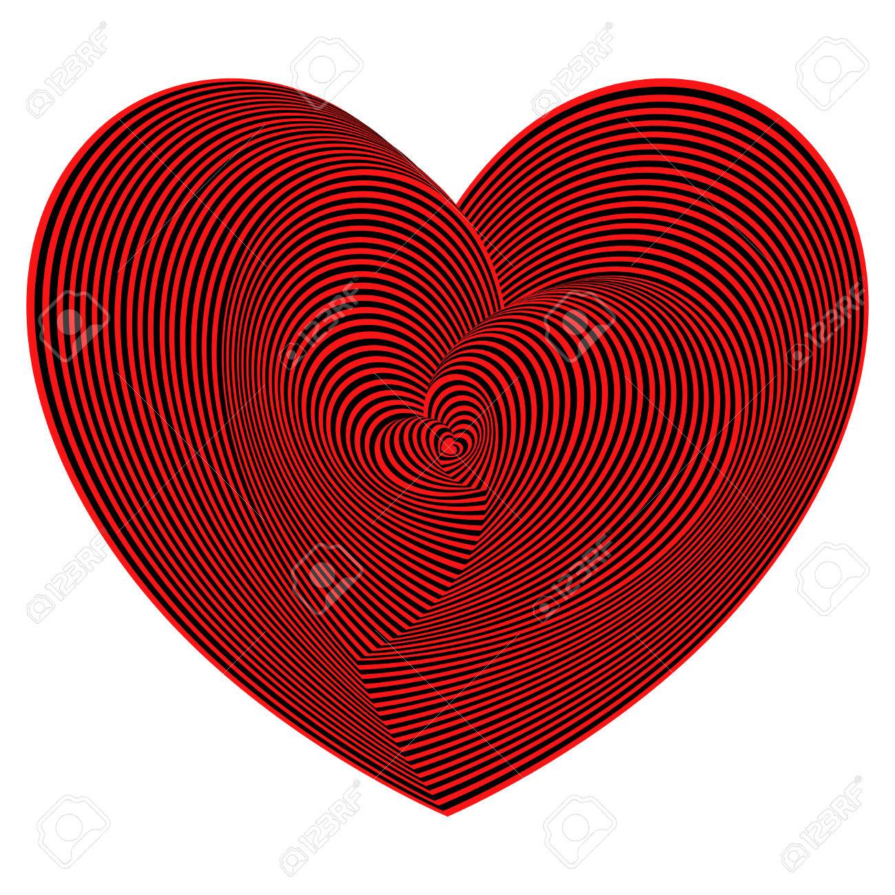 heart shapes sequence in red and black colors on the white