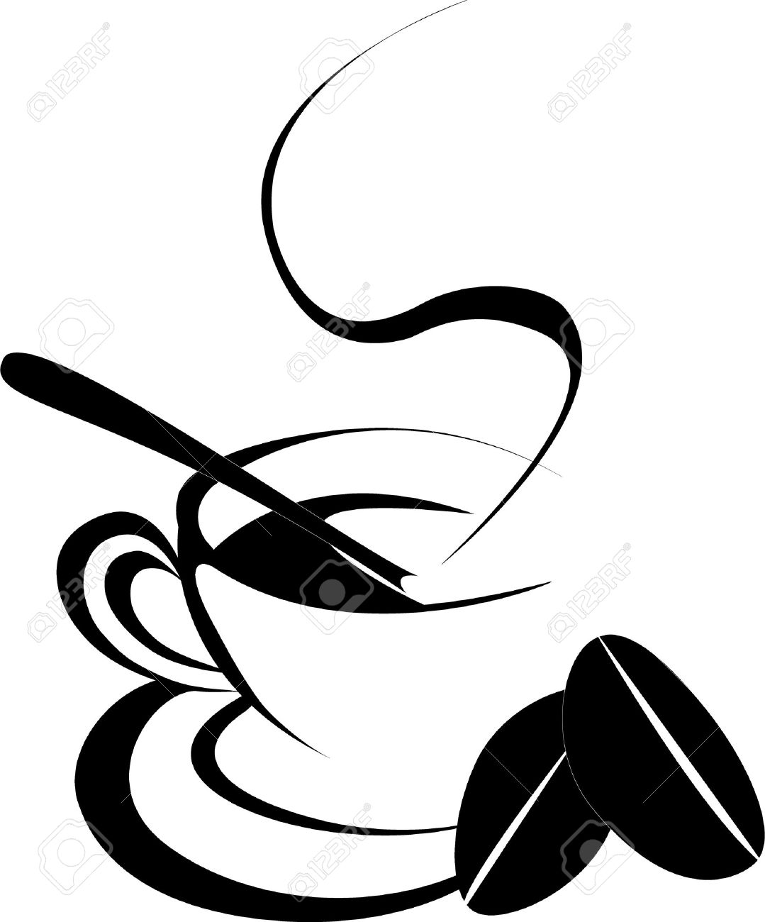 Coffee Cup Silhouette With Two Bean In White Background Stock Vector Coffee Cup Silhouette With Two Bean In White Background Stock Vector