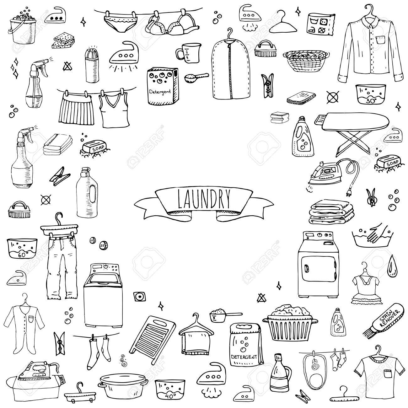 hand drawn doodle laundry