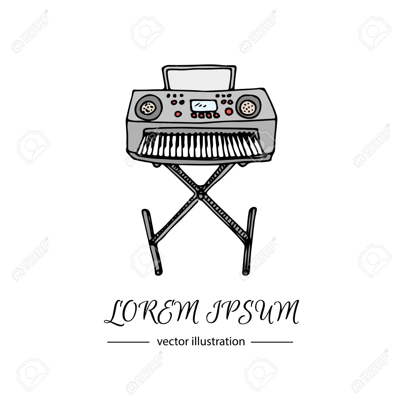 Main Doodle Dessine Piano Electrique Icone Vector Illustration D Instruments De Musique Symboles De Musique Icon Synthetiseur Cartoon Piano Numerique Element De Concept Modele De Conception De Logo Avec Le Dessin De Croquis