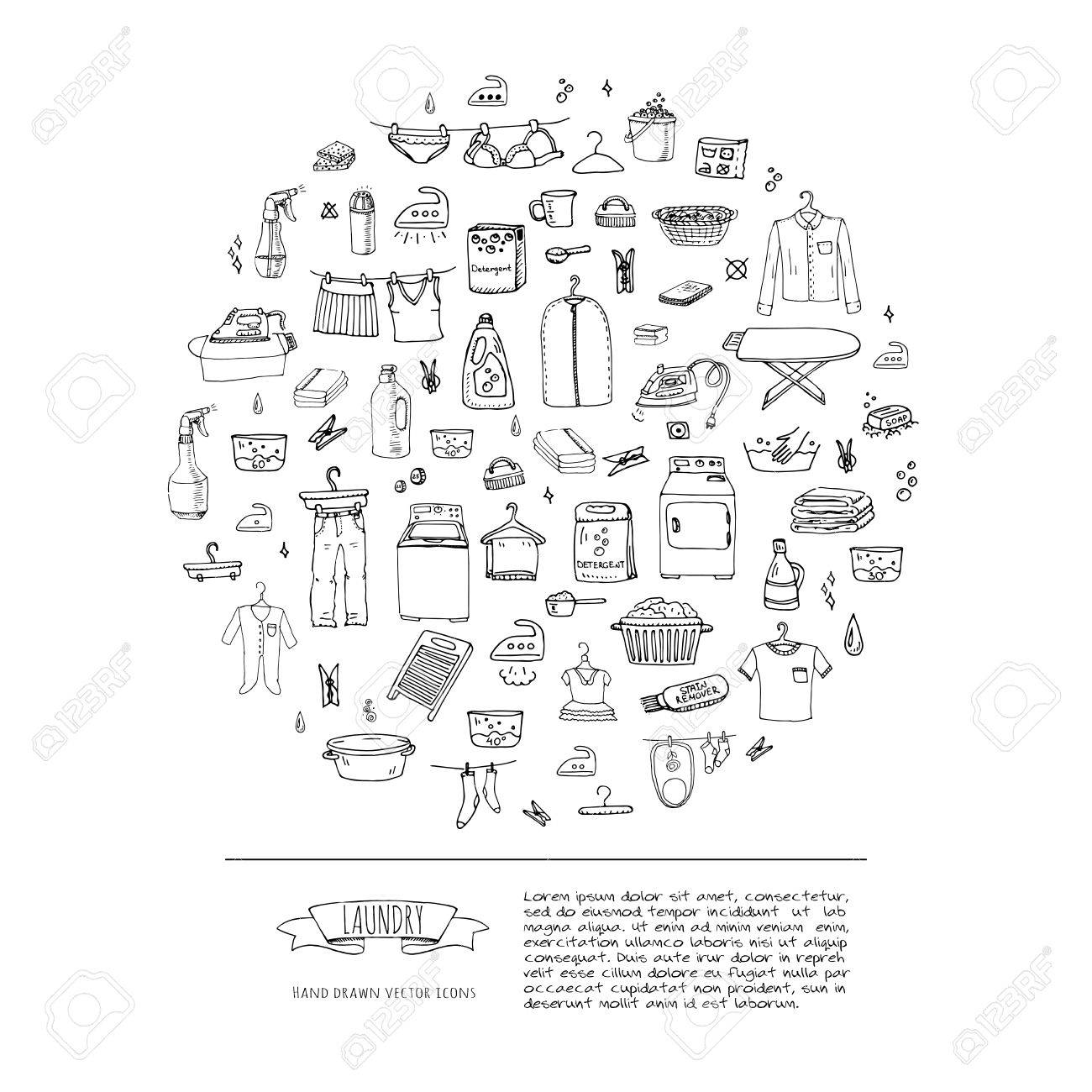 hand drawn doodle laundry