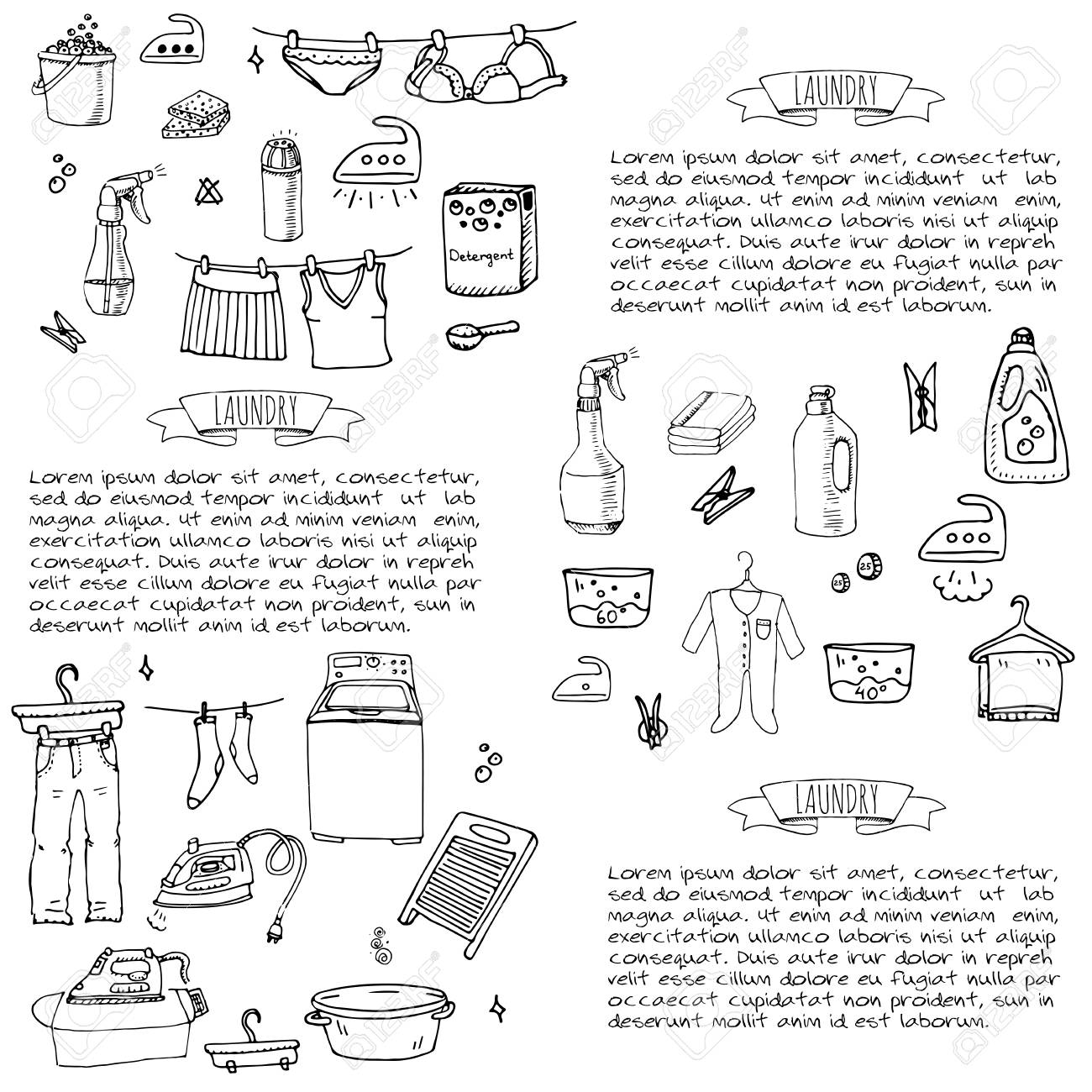hand drawn doodle laundry