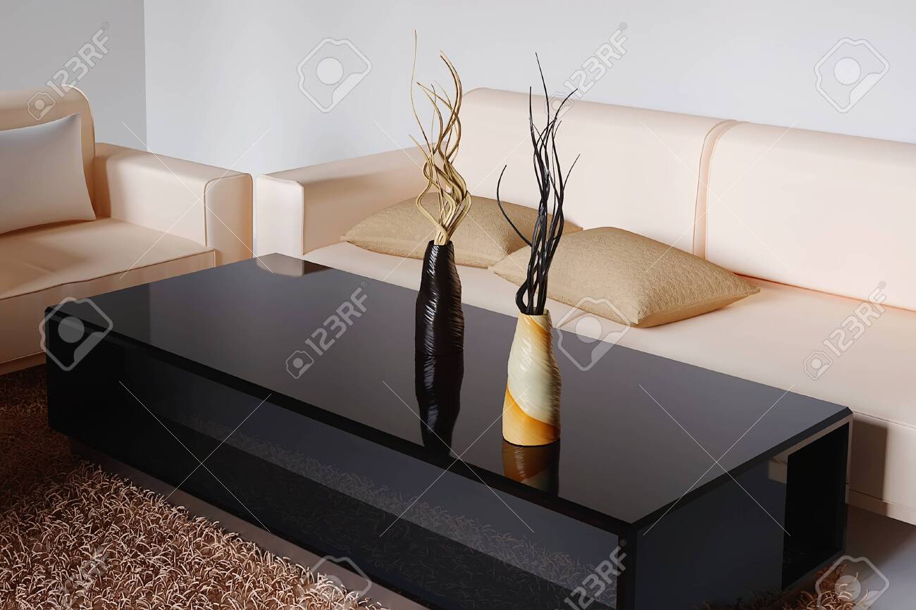 Modern Living Room Interior With A Sofa And A Coffee Table Against A Light Wall Minimal Designs 3d Rendering Lizenzfreie Fotos Bilder Und Stock Fotografie Image 136186880