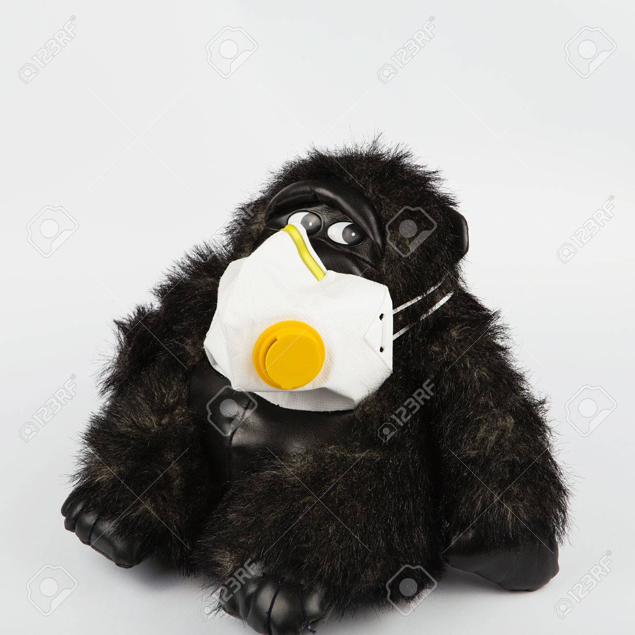 Download Black Toy Monkey In A Protective Mask On A White Background Stock Photo Picture And Royalty Free Image Image 56956690 PSD Mockup Templates