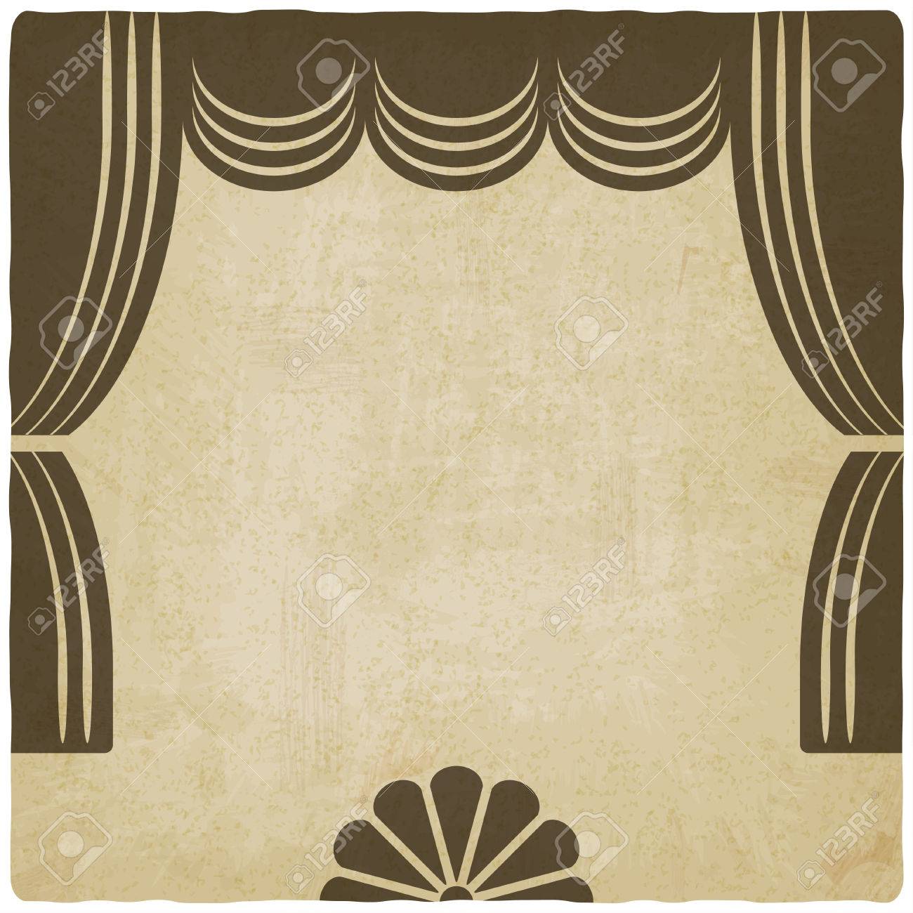 カーテン古い背景を持つ劇場の舞台 のイラスト素材 ベクタ Image