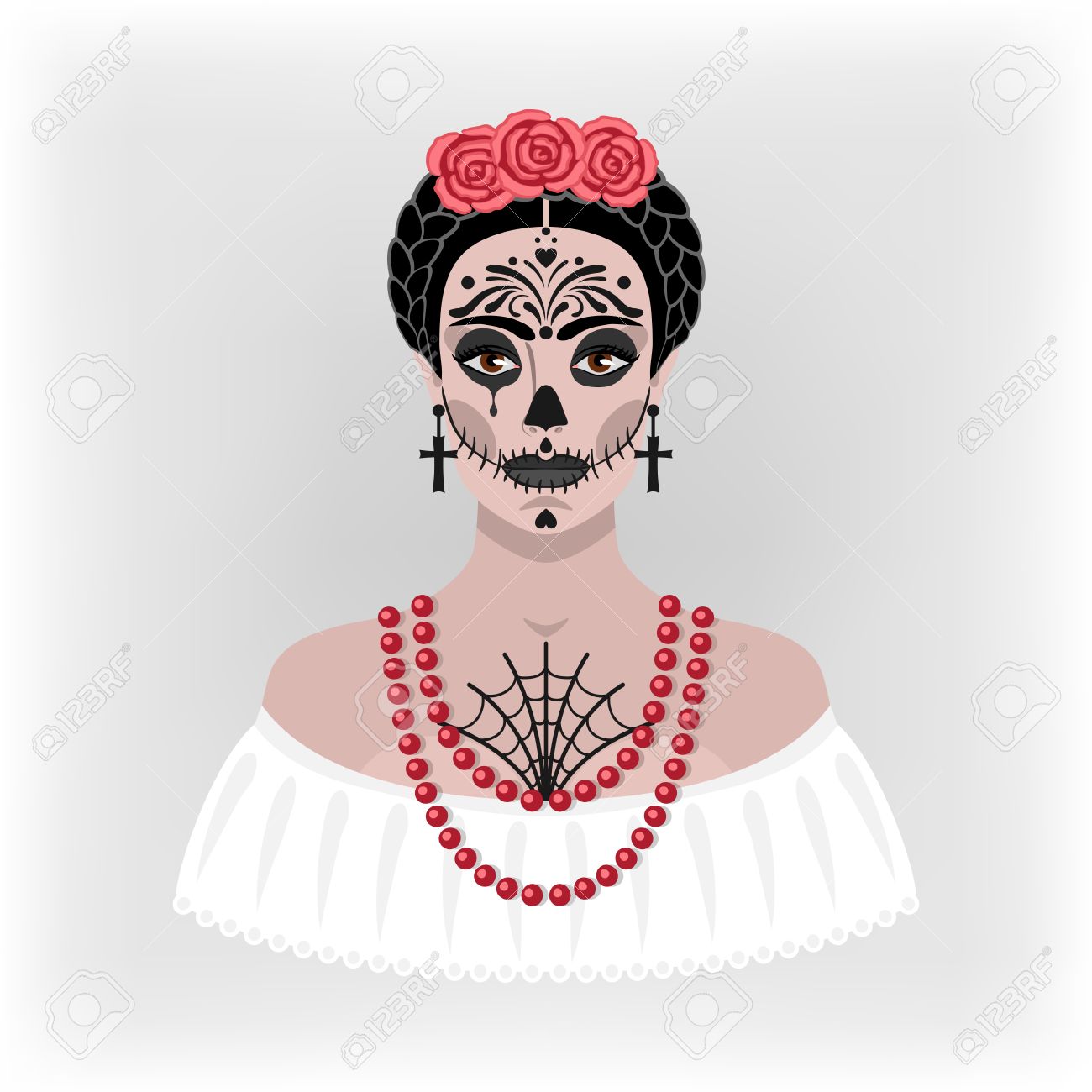 ベクトル イラスト 死者の日のためのメイクの女の子 Eps 8のイラスト素材 ベクタ Image