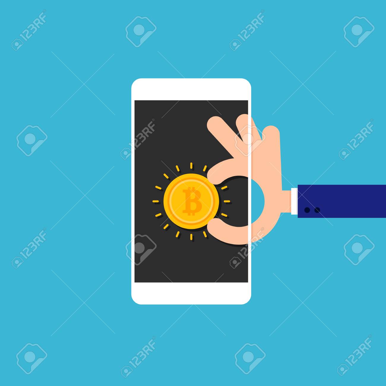 Concepto De Negocio Moderno De Marketing Digital De Criptomonedas Y Bitcoins,  Ilustración Vectorial Ilustraciones svg, vectoriales, clip art vectorizado  libre de derechos. Image 100698997