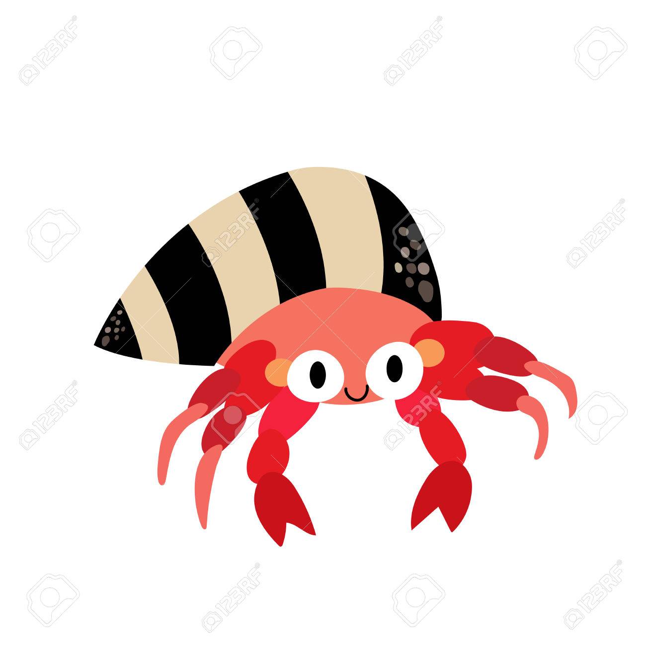 ヤドカリの動物漫画のキャラクター 白い背景上に分離 ベクトルの図 のイラスト素材 ベクタ Image