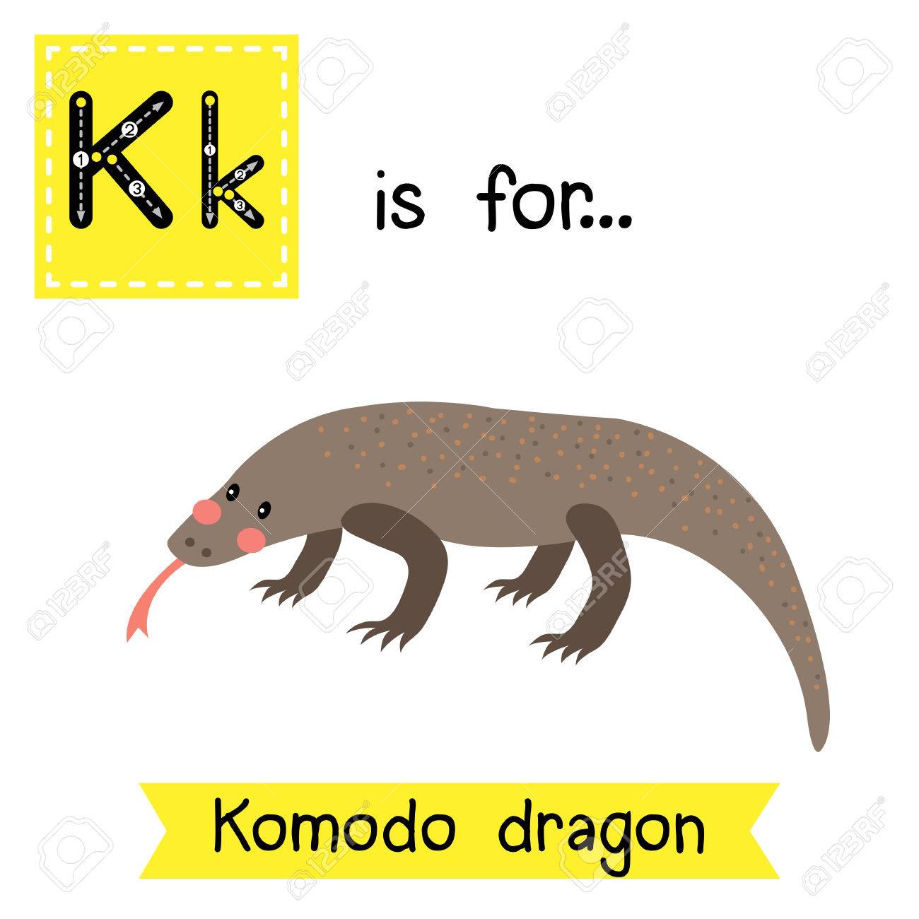 k letter tracing komodo dragon cute children zoo alphabet flash