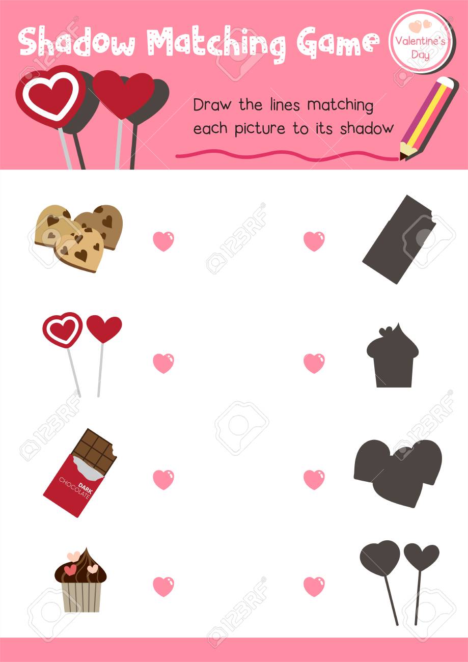 Schatten Matching Spiel Von Essen Fur Vorschulkinder Aktivitat Arbeitsblatt Im Valentinstag Thema Bunte Druckbare Version Layout In A4 Lizenzfrei Nutzbare Vektorgrafiken Clip Arts Illustrationen Image 71492381