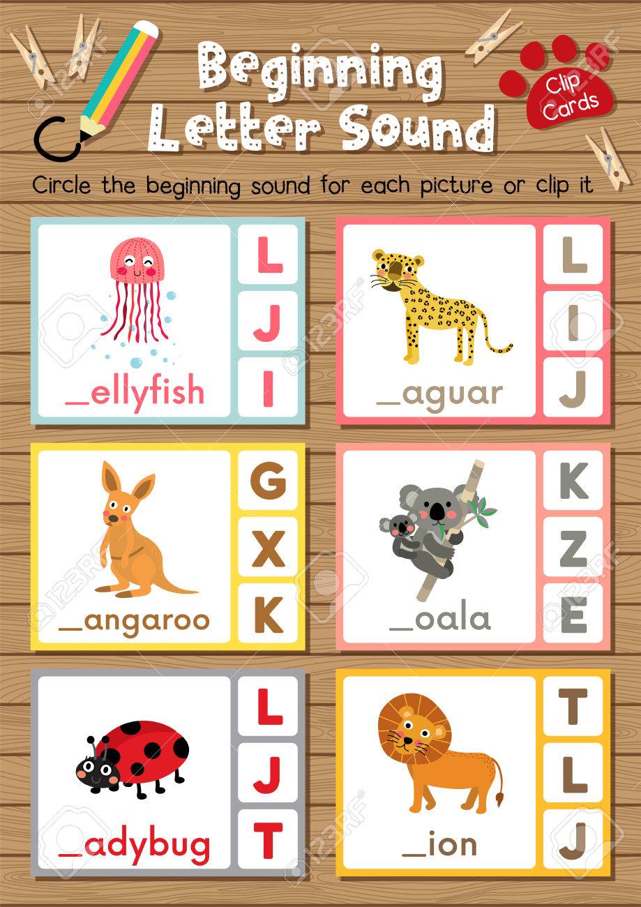 worksheet Letter Sound Matching Worksheets clip cards matching game of beginning letter sound j k l for preschool kids