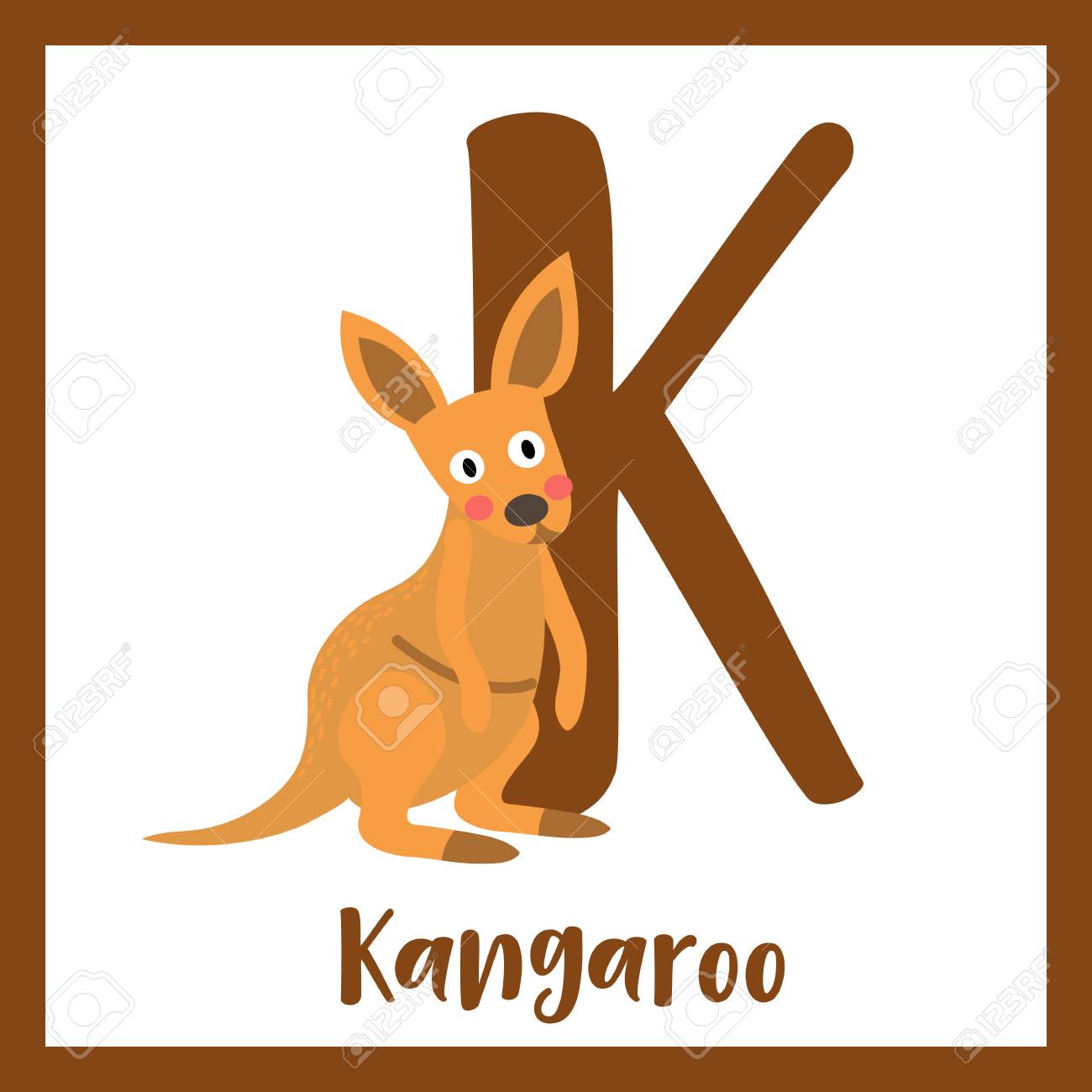 K 文字語彙 カンガルー かわいい子供たち Abc 動物園アルファベット フラッシュ カード 面白い漫画の動物 Abc 教育を子供たちには 英語の語彙を学習します ベクトルの図 のイラスト素材 ベクタ Image