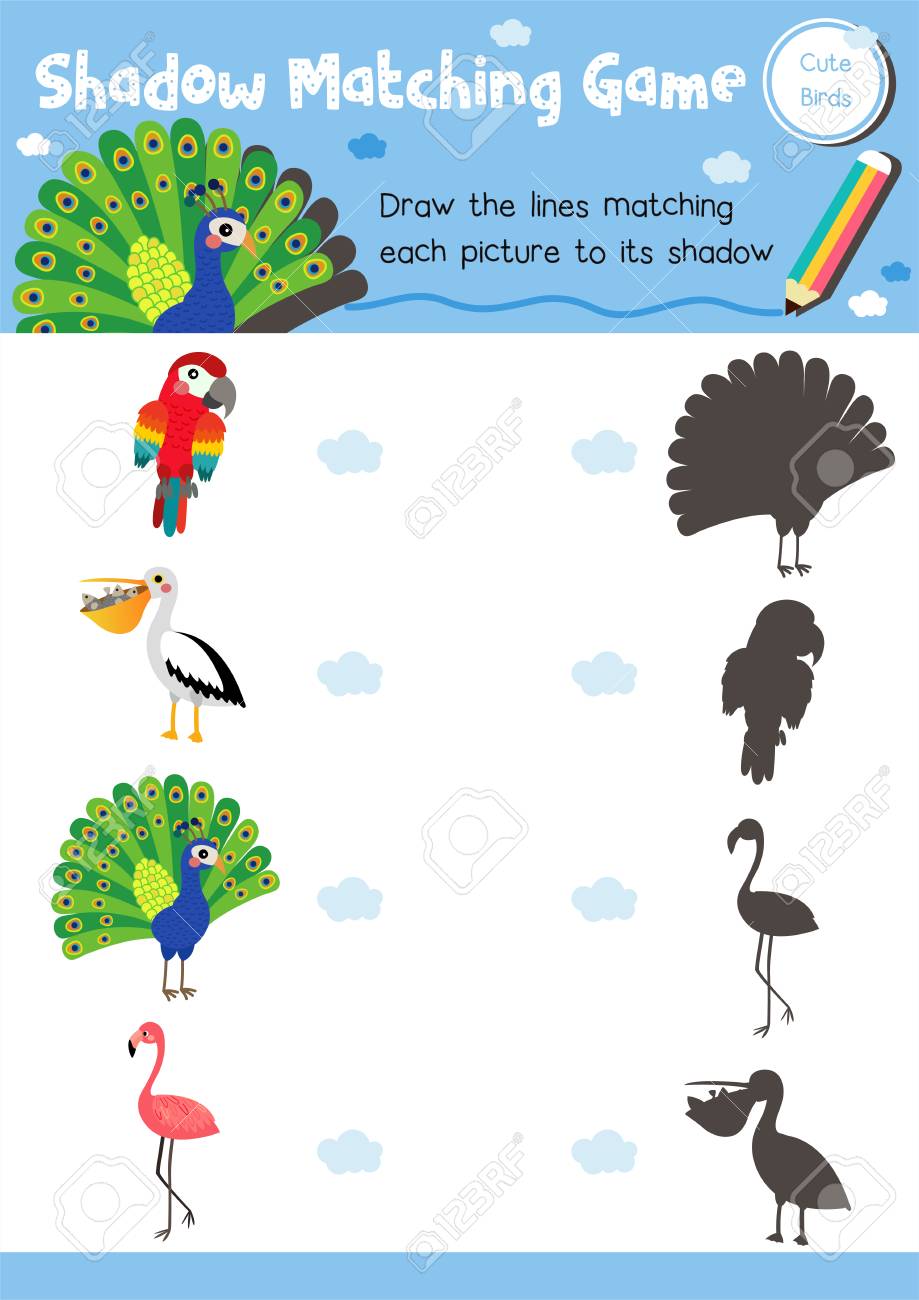 Shadow matching activity of lovely chicken pets for preschool children.. photo relating to Animal Matching Game Printable identify Shadow matching recreation of lovely fowl pets for preschool children..