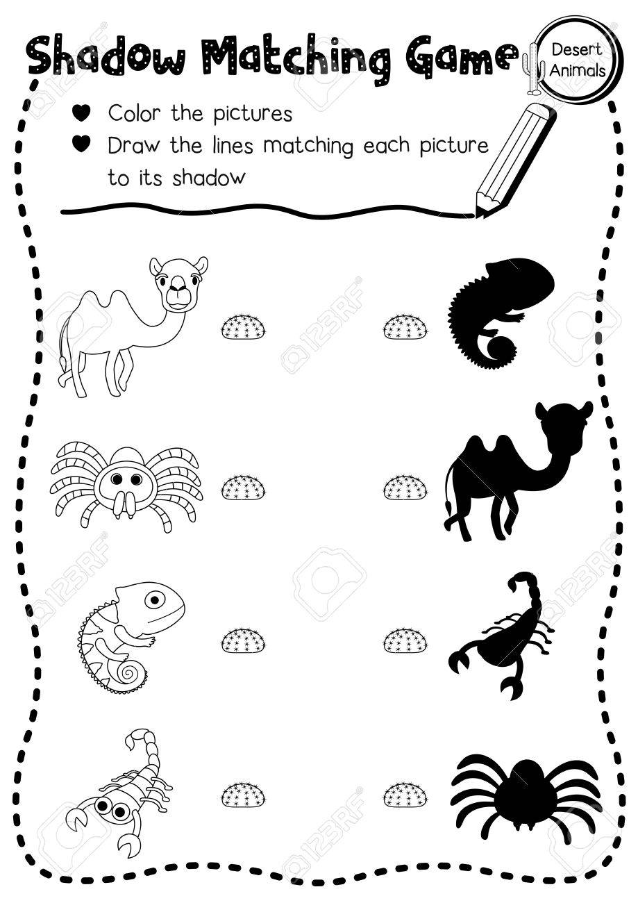 Shadow matching recreation of desert pets for preschool youngsters sport.. photo regarding Animal Matching Game Printable known as Shadow matching recreation of desert pets for preschool young children game..