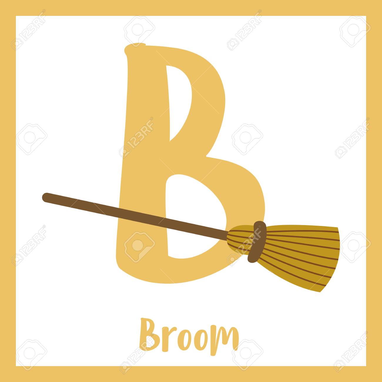 cute children abc alphabet b letter flashcard of straw brown letter flash card