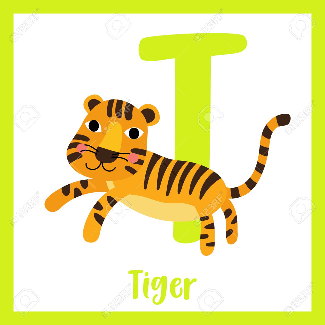 cute children abc animal zoo alphabet t letter flashcard of jumping letter flash card
