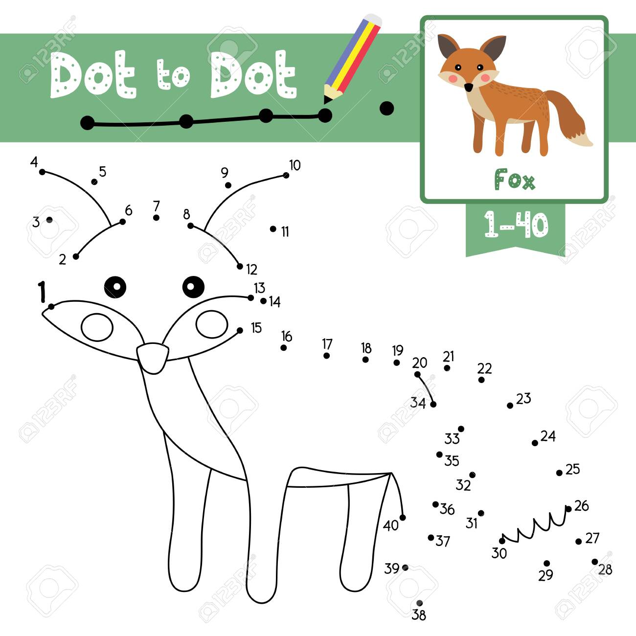 Dot To Dot Educational Game And Coloring Book Of Fox Animals Royalty Free Cliparts Vectors And Stock Illustration Image