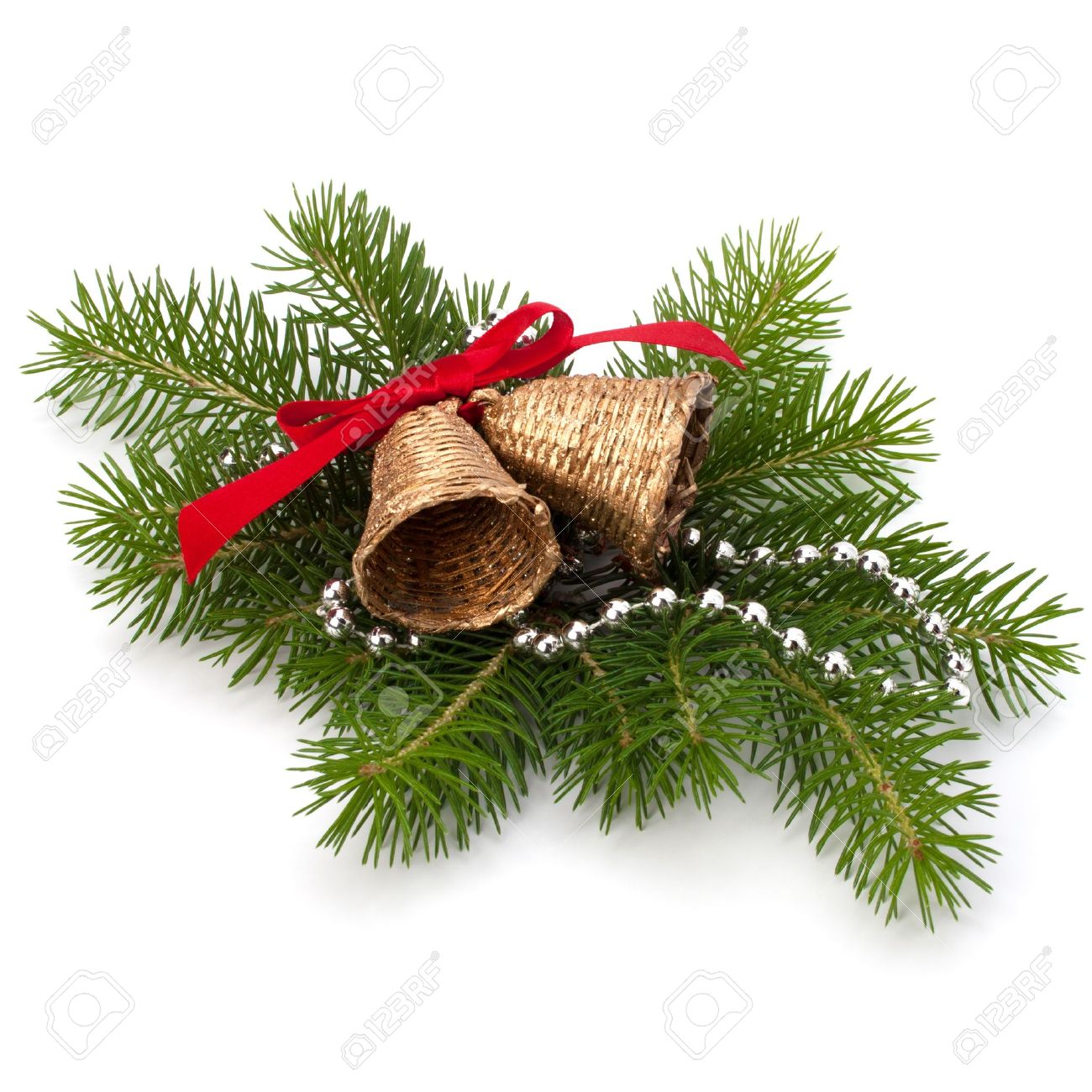 Christmas decoration with bells isolated on white background - 11061250 Christmas decoration with bells isolated on white background - 11061250