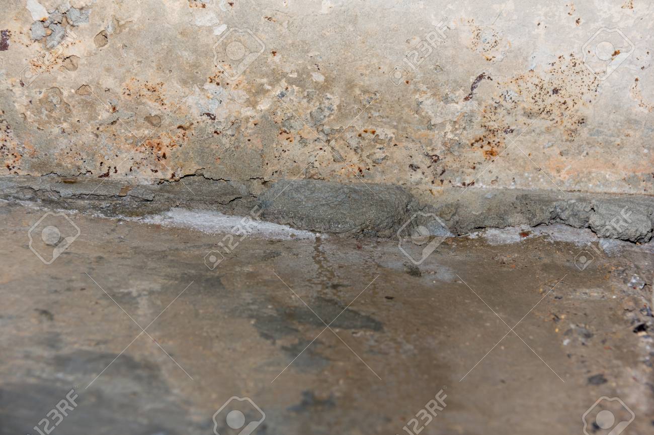 Ceiling Concret Crack Water Leak Under Bathroom Stock Photo