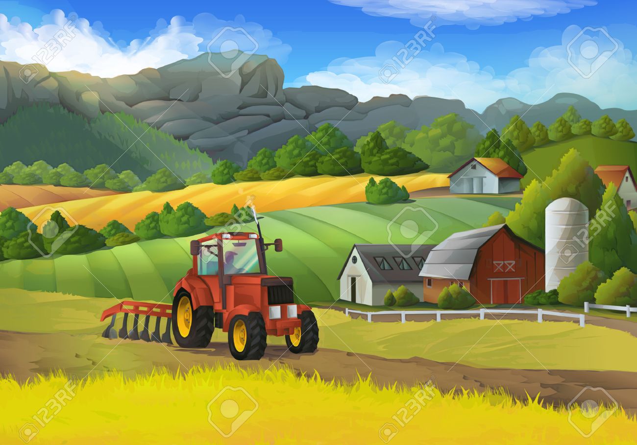 Farm Rural Landscape Vector Background Royalty Free Cliparts Vectors And Stock Illustration Image 49703127