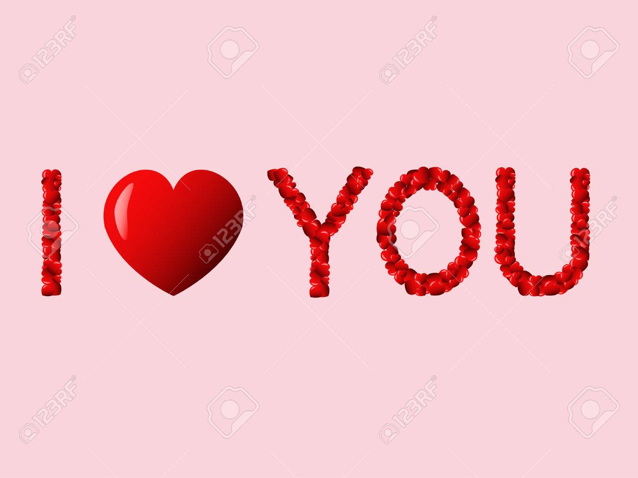 English Phrase I Love You Written By Red Hearts Royalty Free