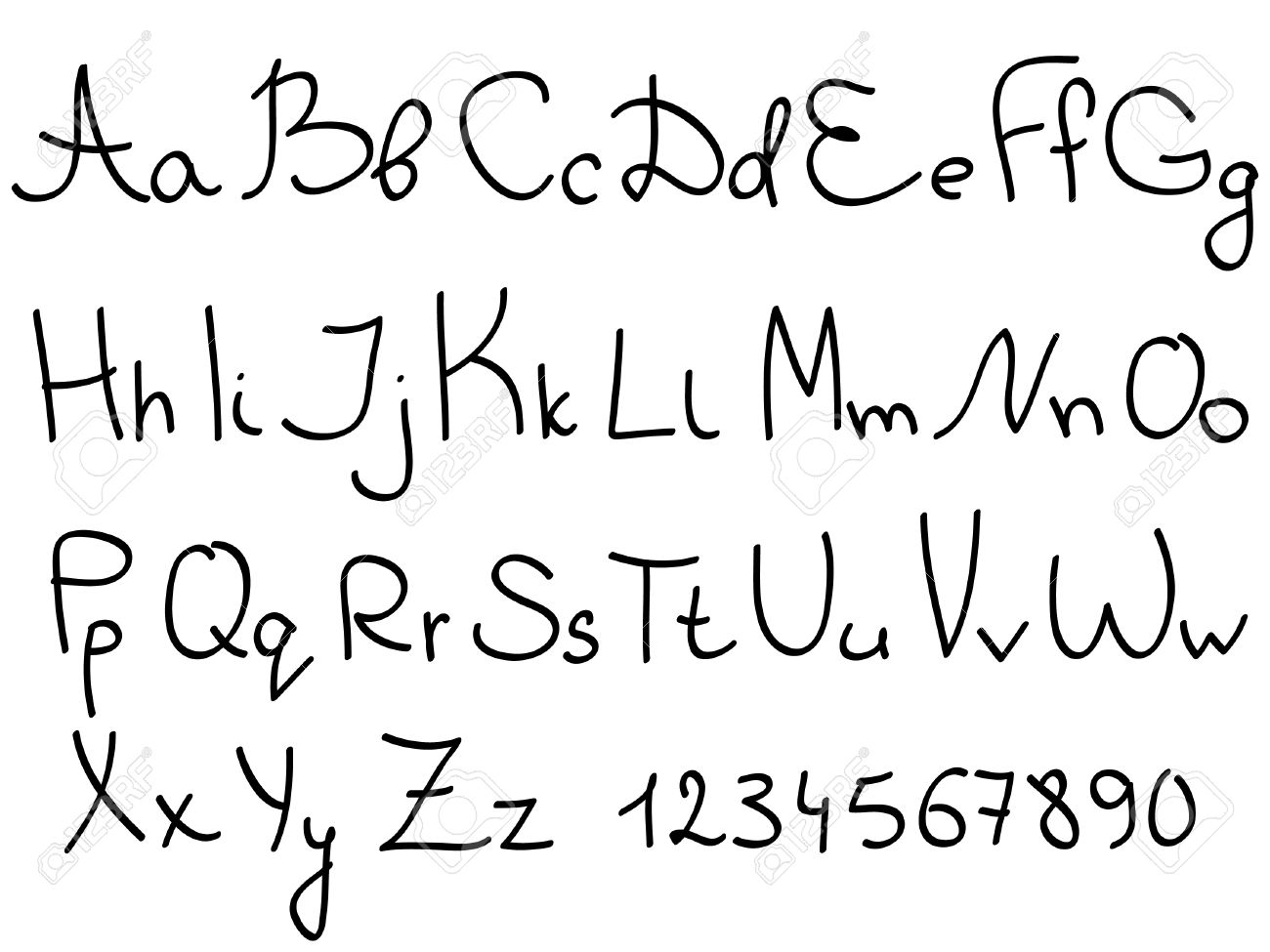 手書き文字のアルファベット文字と数字の設定のイラスト素材 ベクタ Image 手書き文字のアルファベット文字と数字の設定のイラスト素材 ベクタ Image