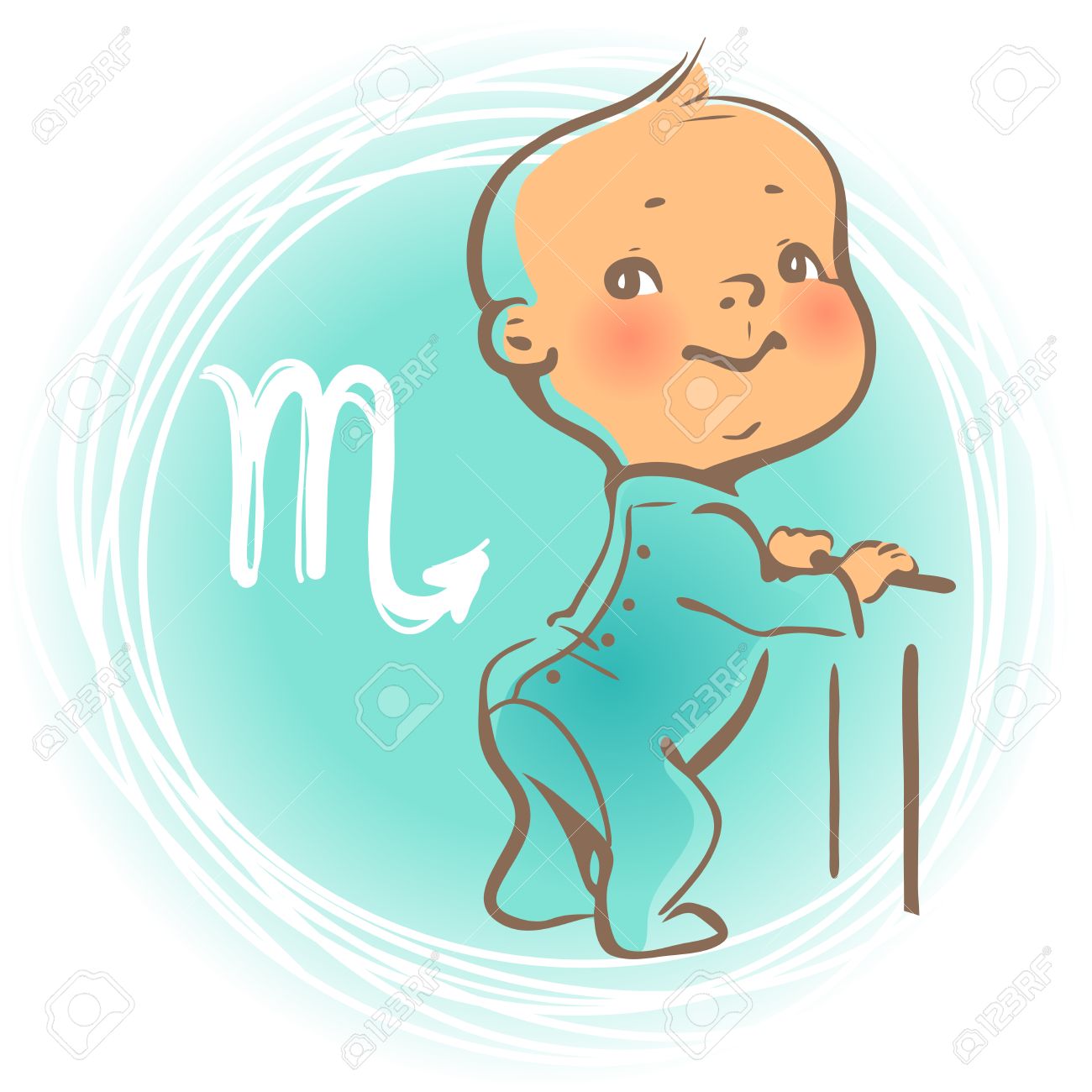 Enfants Horoscope Icone Zodiaque Des Enfants Mignon Petit Garcon Ou Une Fille Comme Scorpion Signe Astrologique Kid Portant Salopette Colorful Illustration Symbole Astrologique Comme Personnage De Dessin Anime Clip Art Libres De