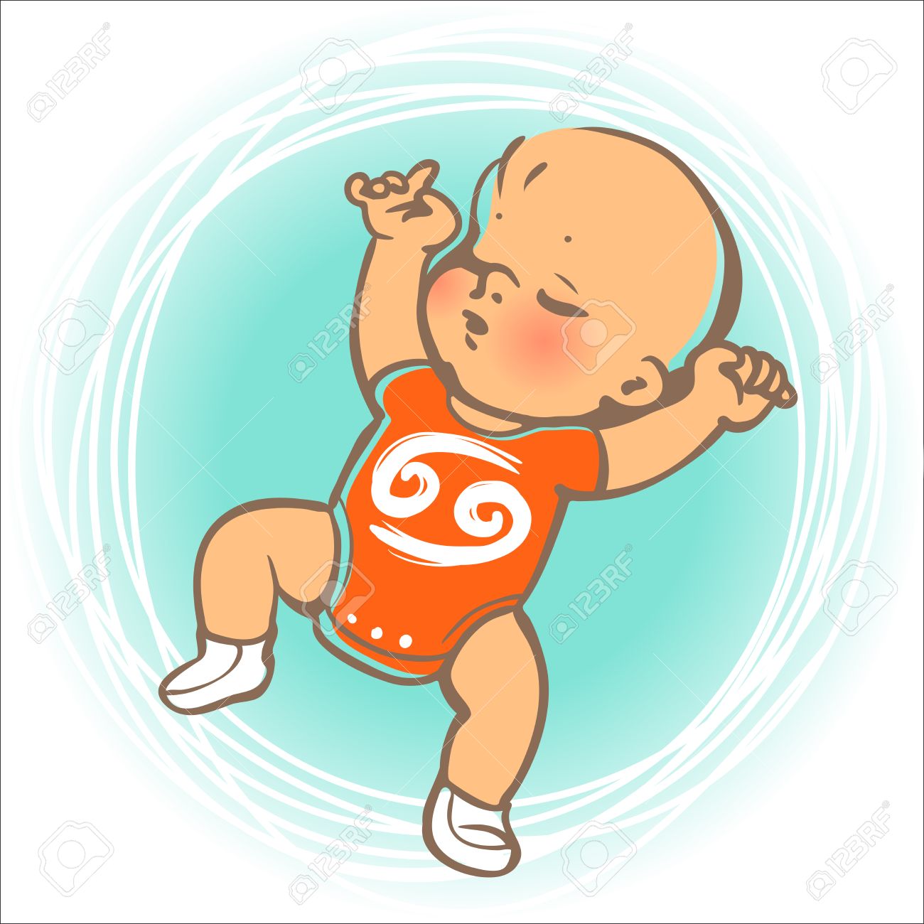 Enfants Horoscope Icone Zodiaque Kids Mignon Petit Garcon Ou Une Fille Comme Cancer Signe Astrologique Bebe Dormant Sur Le Dos Colorful Illustration Symbole Astrologiques Comme Personnage De Dessin Anime Clip Art Libres