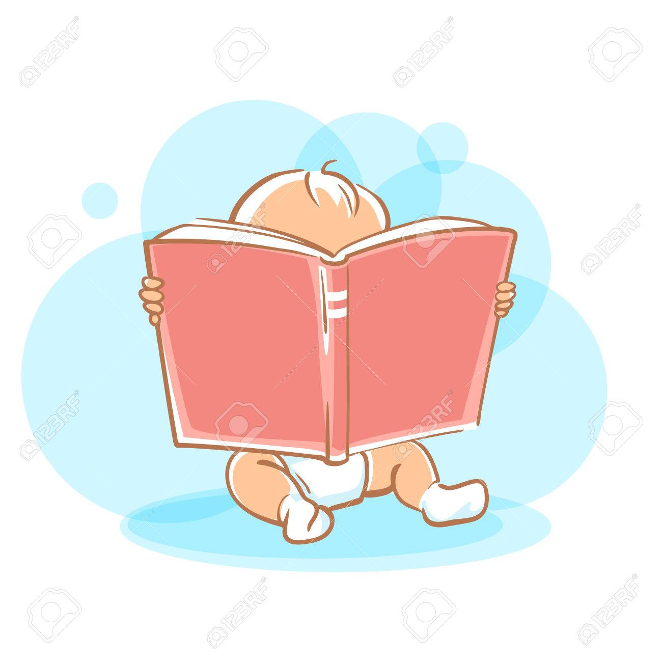Genius baby in diaper holding open book, looking for answer. Toddler boy read sitting on floor. Concept of development of abilities of child and investment in the future. - 52237341 Genius baby in diaper holding open book, looking for answer. Toddler boy read sitting on floor. Concept of development of abilities of child and investment in the future. - 52237341
