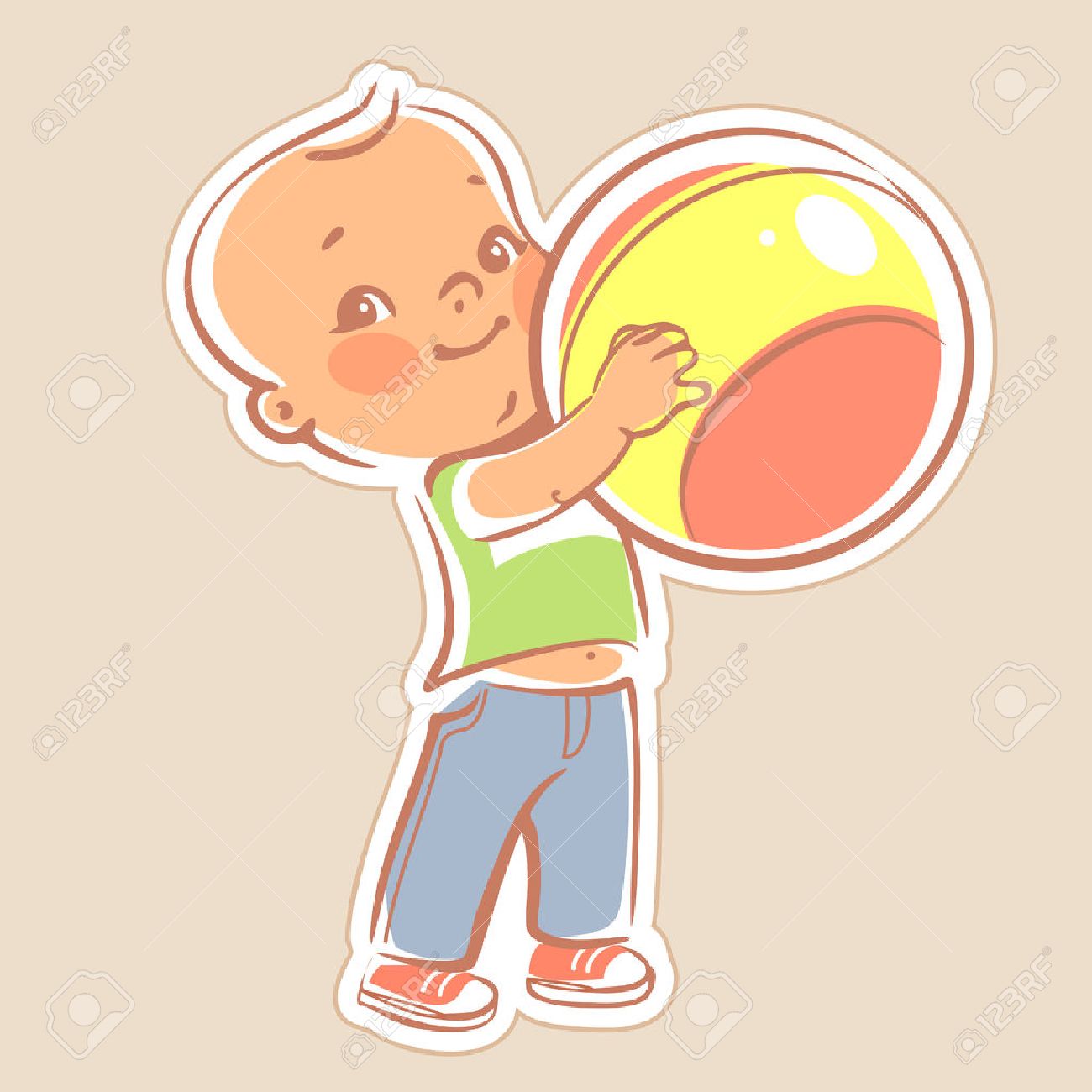 Petit Garcon Tenant Boule Lumineuse L Kid Avec Un Jouet Sourire Bebe Dans Des Vetements Clairs Des Jeans Et T Shirt Heureux Enfant En Bas Age Jouer A Un Jeu Clip Art Libres