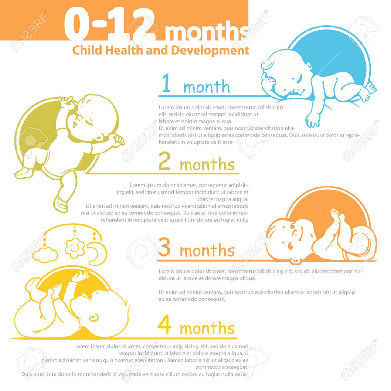 Set of child health and development icon. Presentation of baby growth from newborn to toddler with text. - 56582530 Set of child health and development icon. Presentation of baby growth from newborn to toddler with text. - 56582530