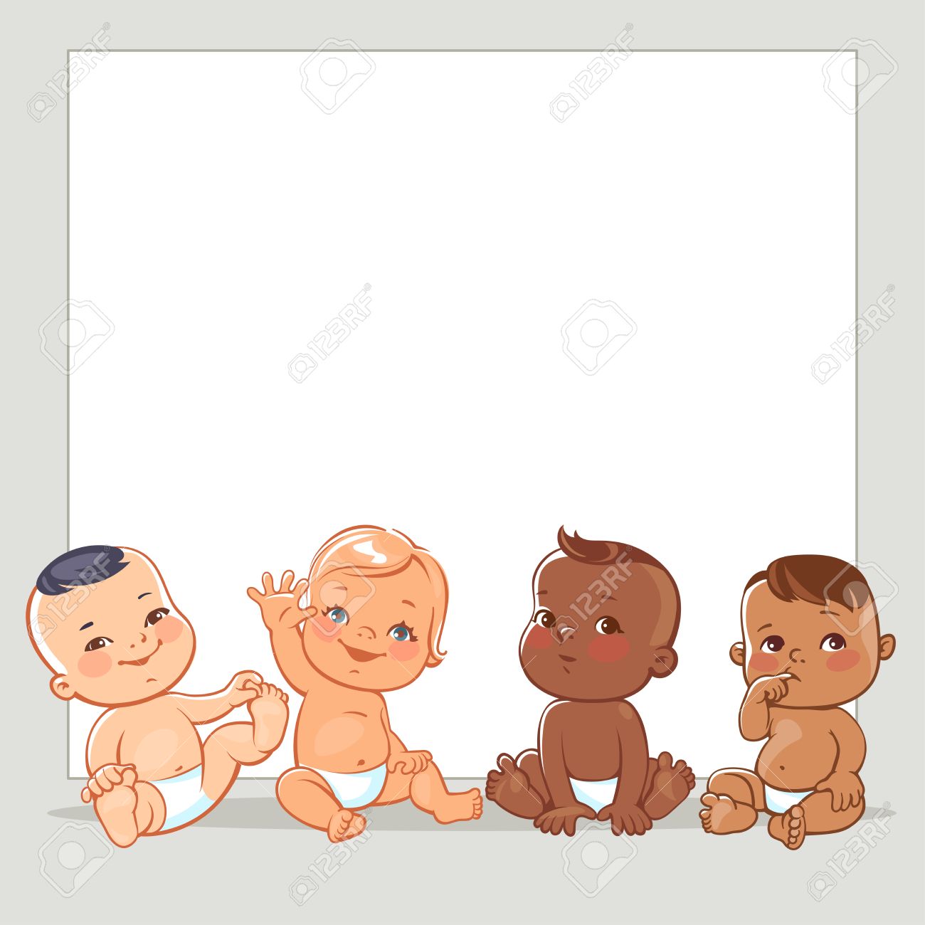 Cute little babies in diaper. Happy children of different nations.Smiling boys and girls of different races. Multinational kids. Diverse nationalities. Toddlers at blank banner. Vector illustration. - 76445371 Cute little babies in diaper. Happy children of different nations.Smiling boys and girls of different races. Multinational kids. Diverse nationalities. Toddlers at blank banner. Vector illustration. - 76445371