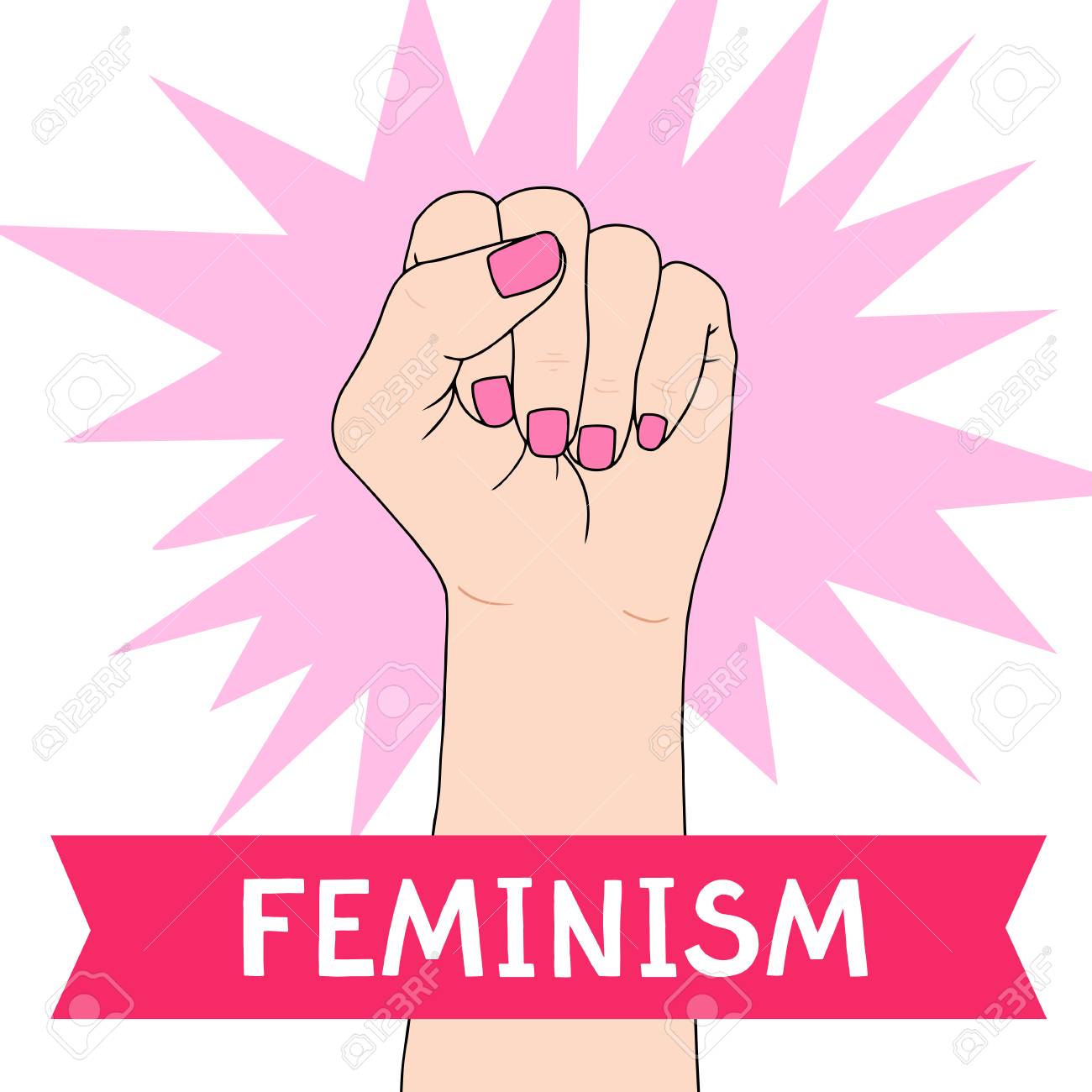 女性の拳と戦うフェミニズムのシンボル ラブリーベクトルイラスト 権利と平等のために戦う のイラスト素材 ベクタ Image