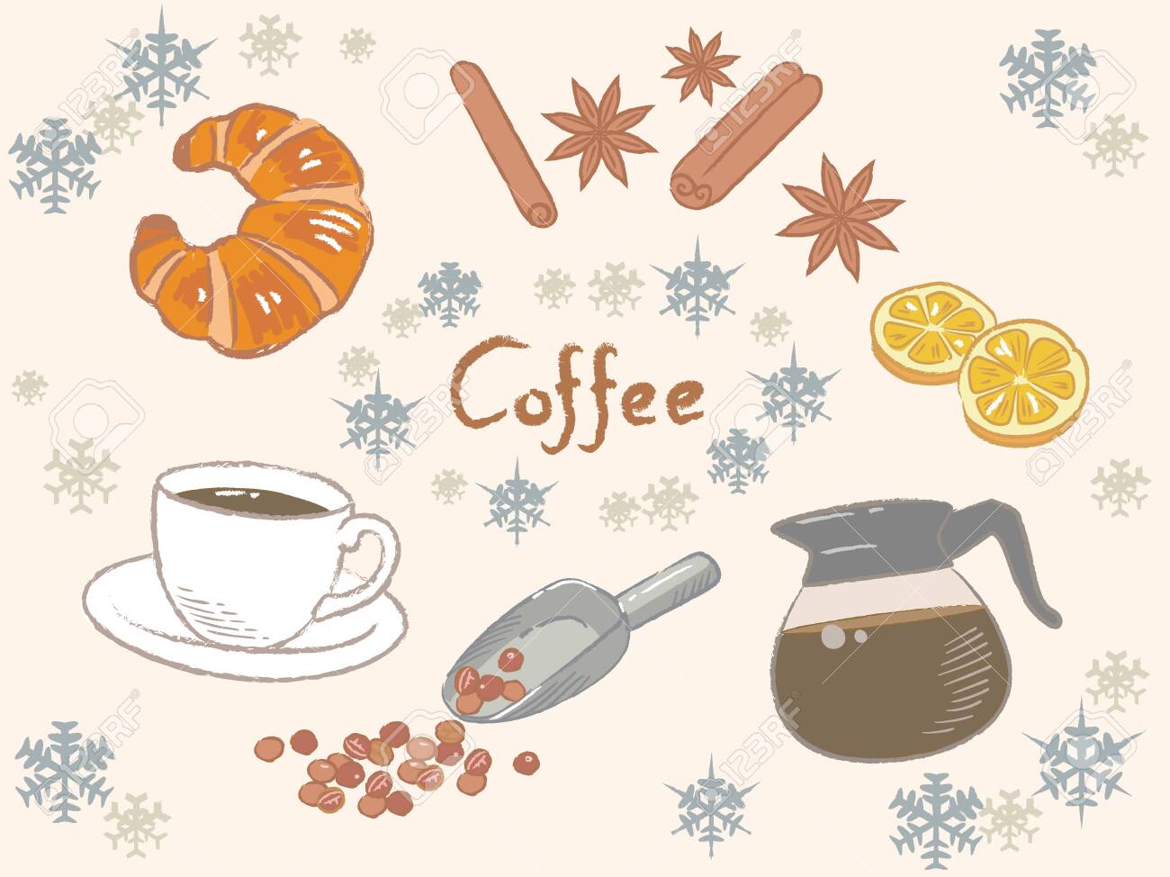 Christmas Or Winter And Coffee Themed Items For Cafe Menu Or Royalty Free Cliparts Vectors And Stock Illustration Image 150676467